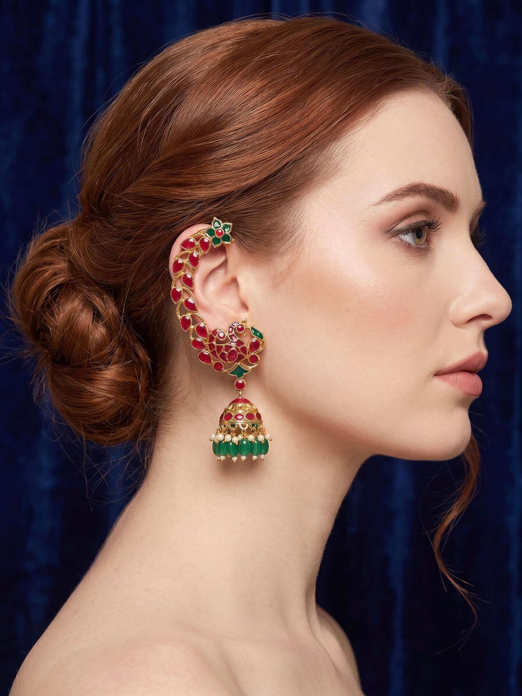 Ruby Nazaqat Jhumki Earcuff Earrings