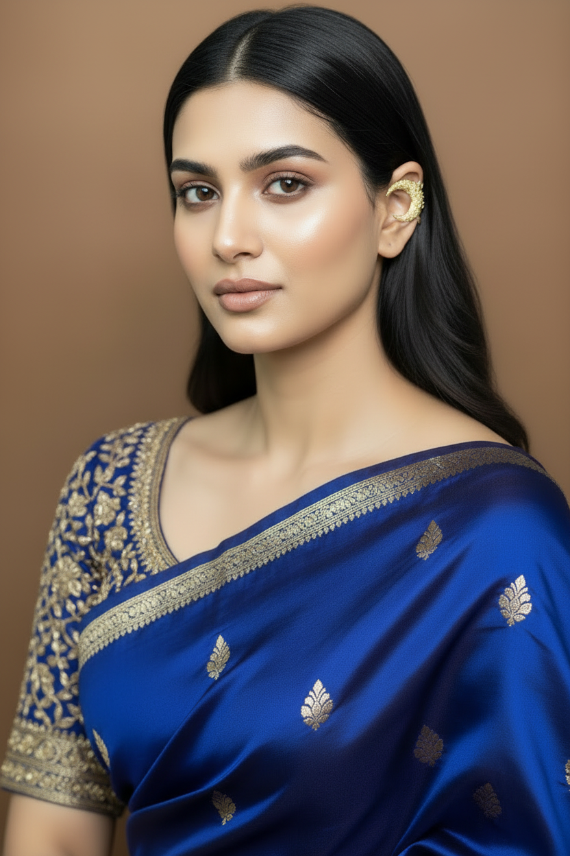 Gold Chand Earcuff Earrings
