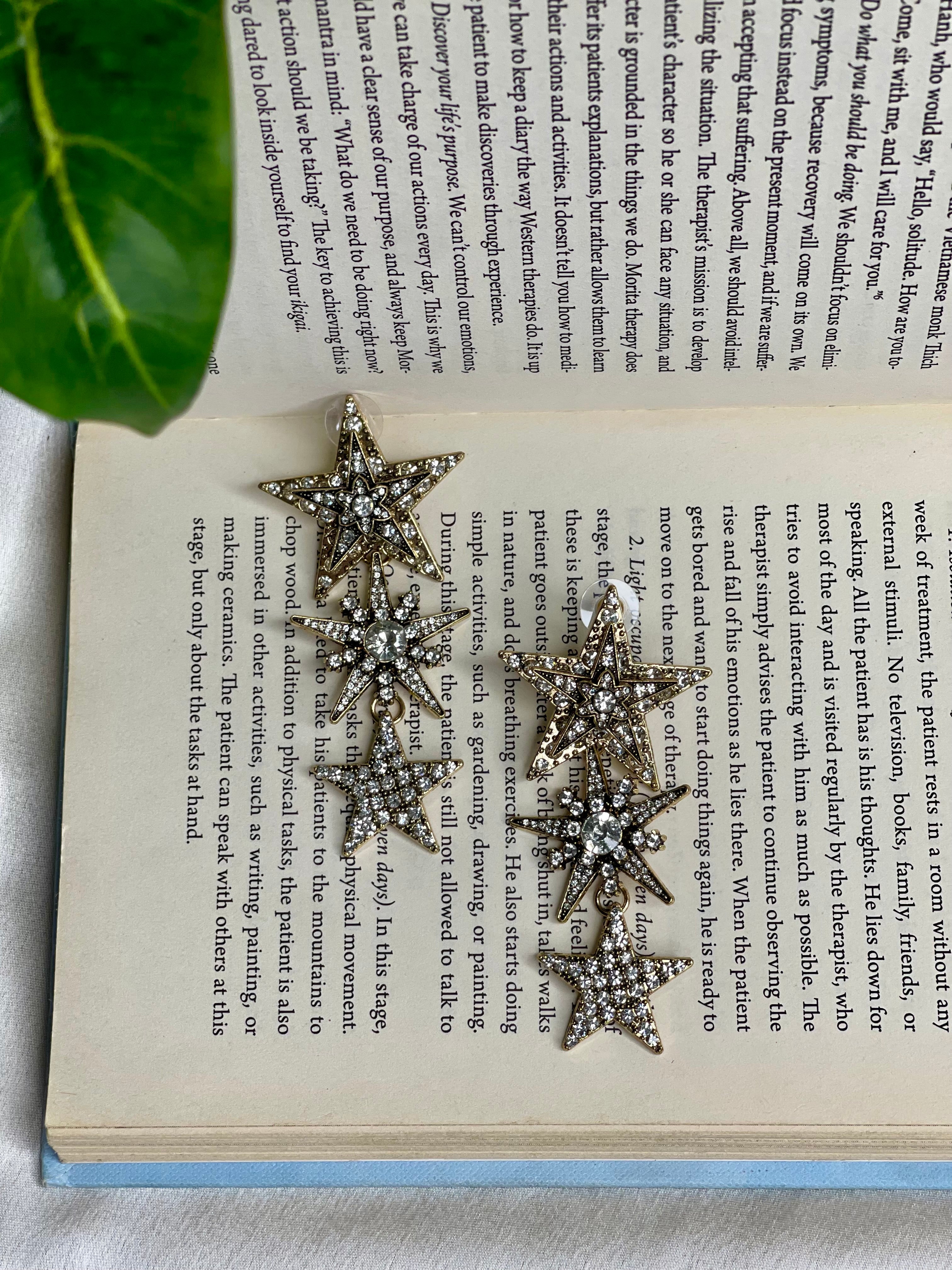 Gold Star Drop Earrings