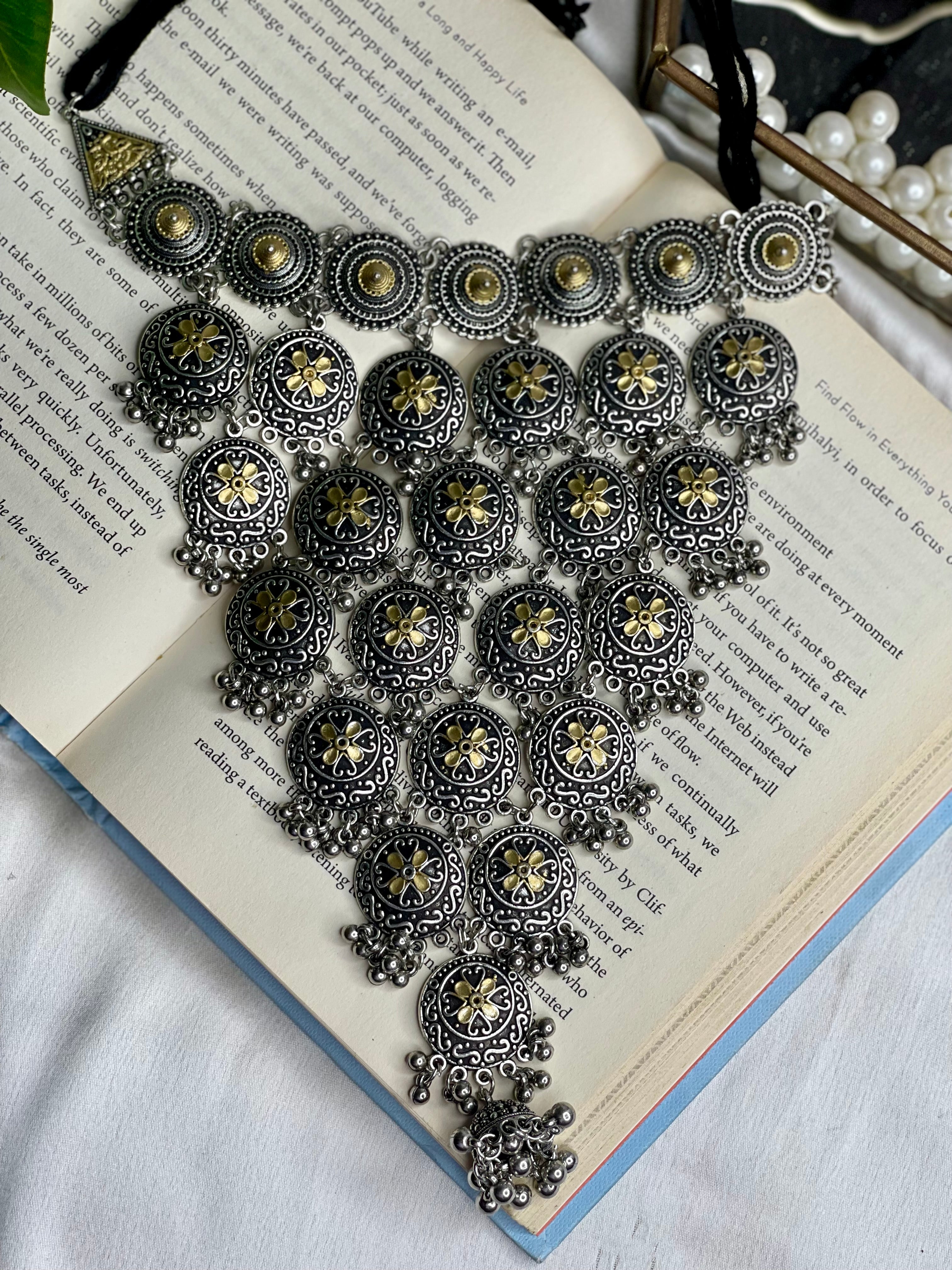 Oxidised Tribal Jal Choker Set