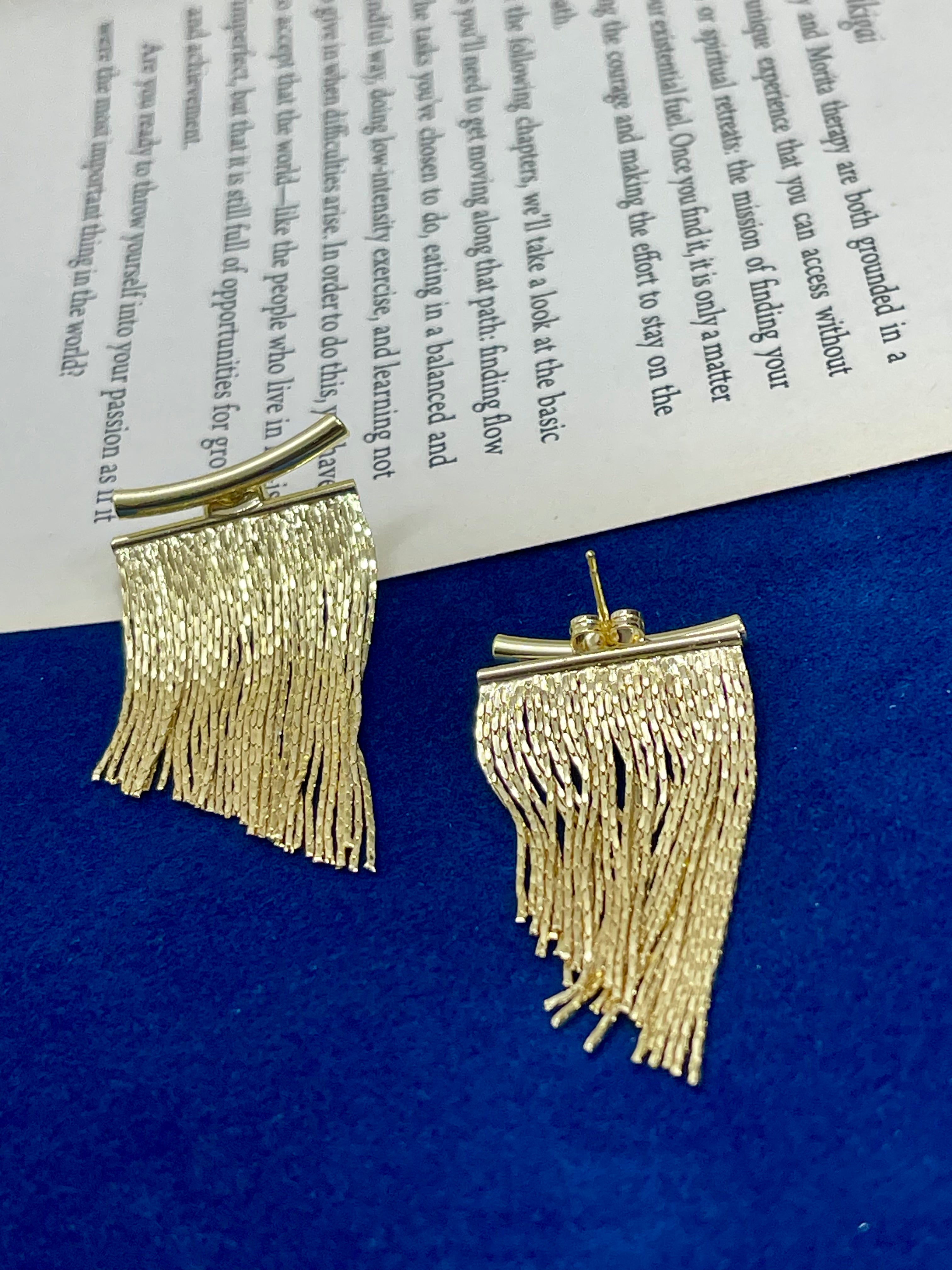 Golden Fringe Bar Earrings