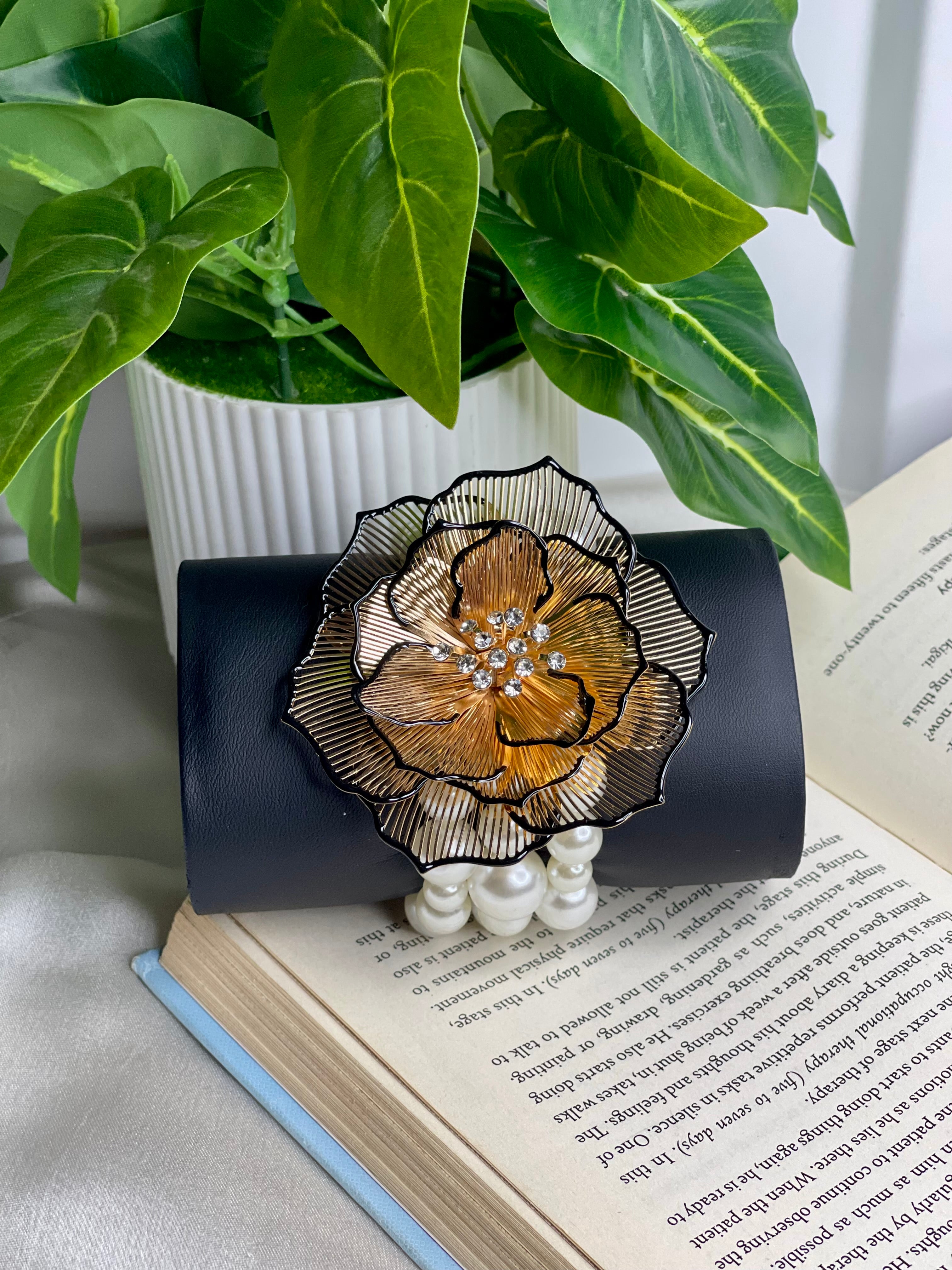 Pearl Floral Statement Bracelet