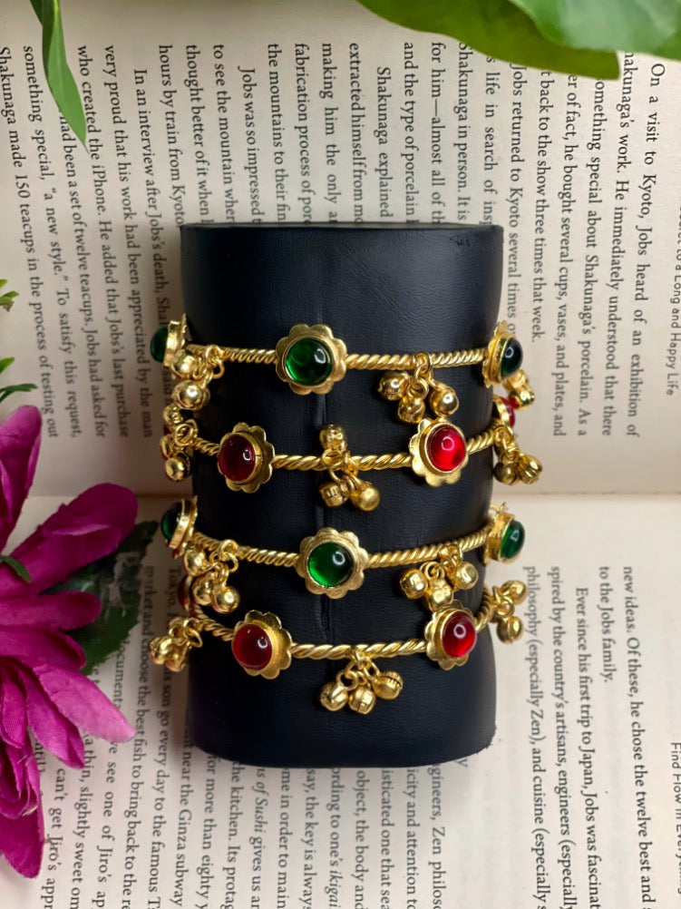 Multi Flower Ghungroo Bangles