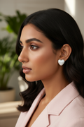 Pearl Heart Stud Earrings
