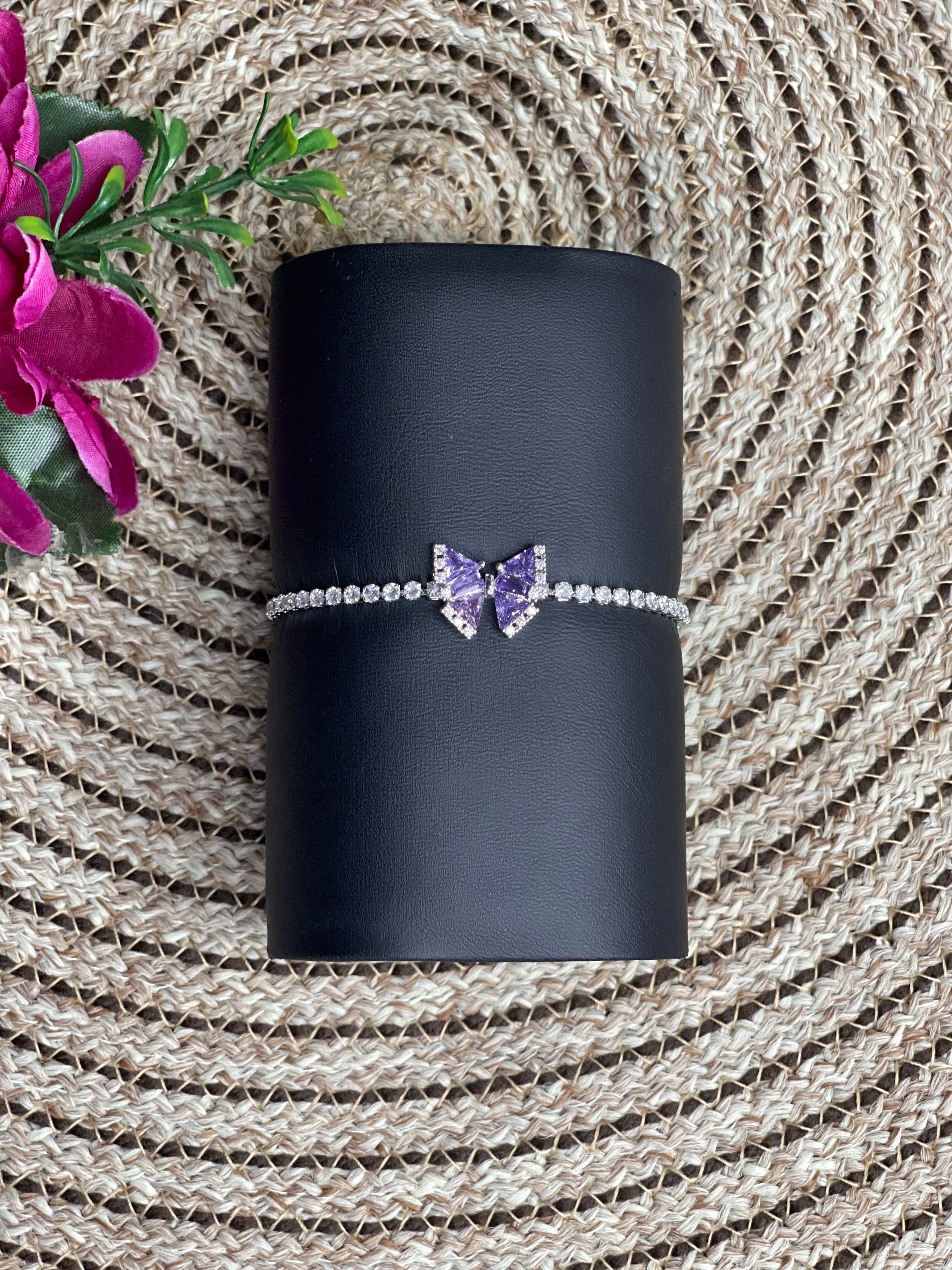 Lavender Bow Anti Tarnish Tennis Bracelet