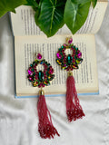 Multi Crystal Tassel Earrings