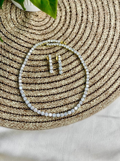 Diamond Tennis Set With 2 pair of Earrings