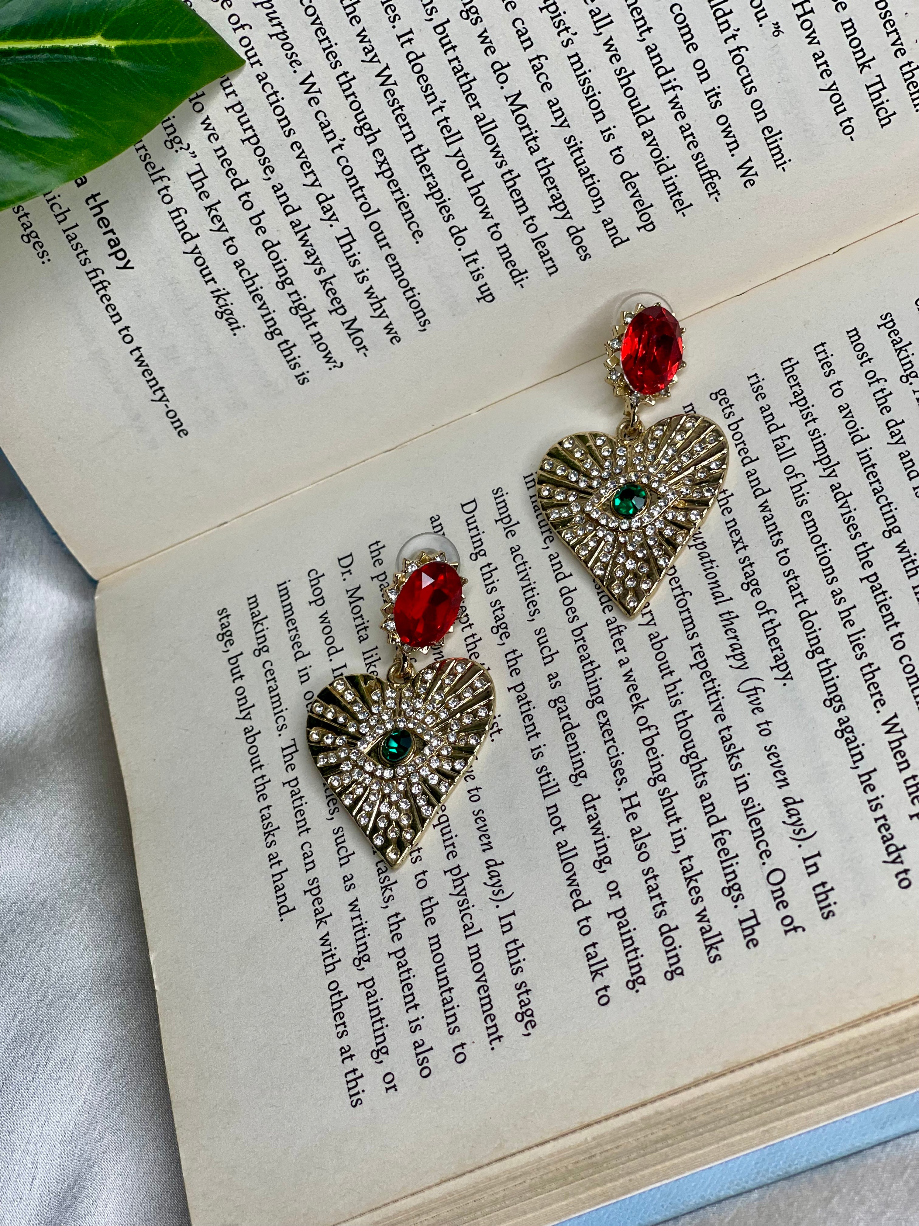Evil Eye Heart Earrings