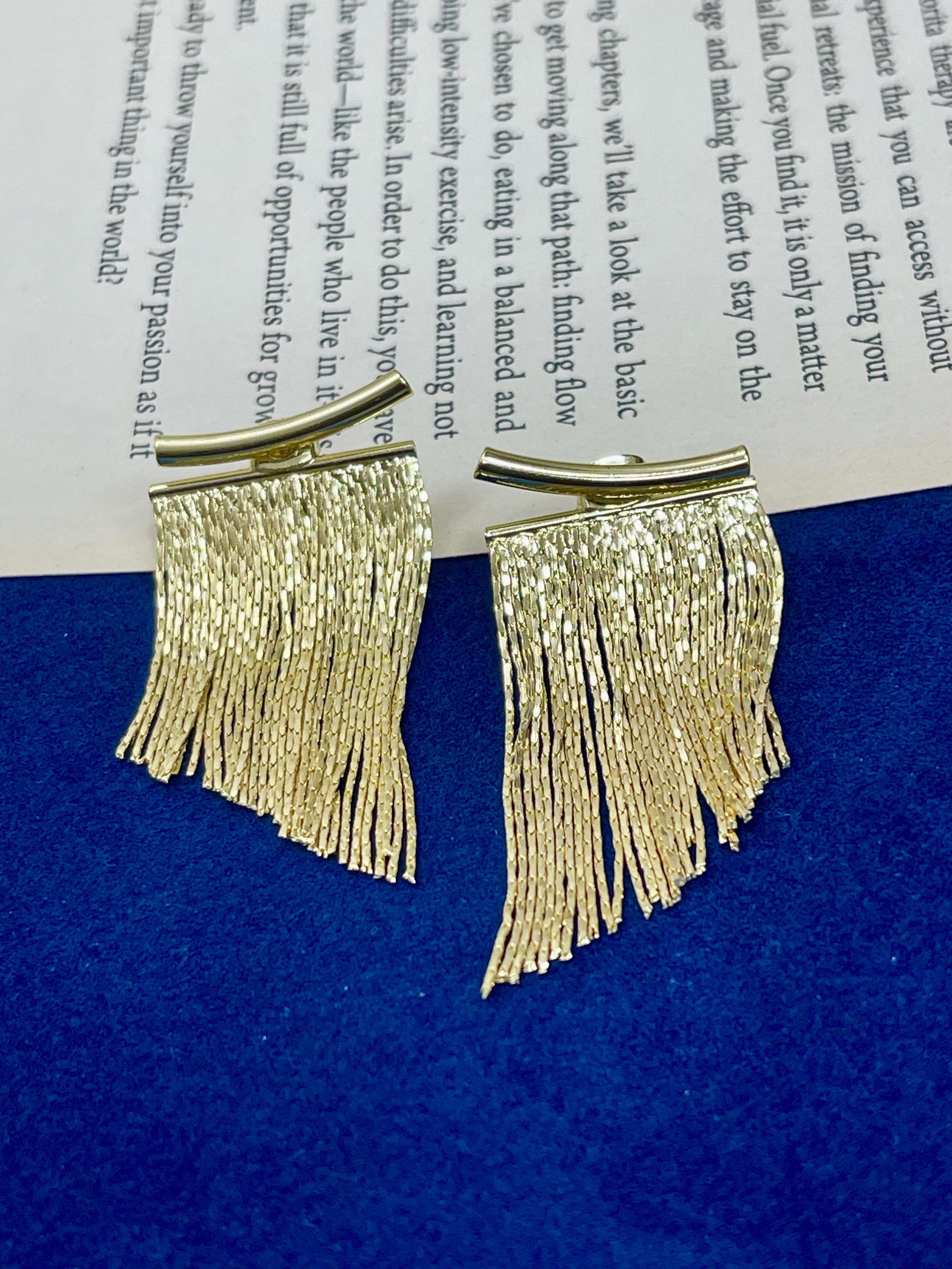 Golden Fringe Bar Earrings