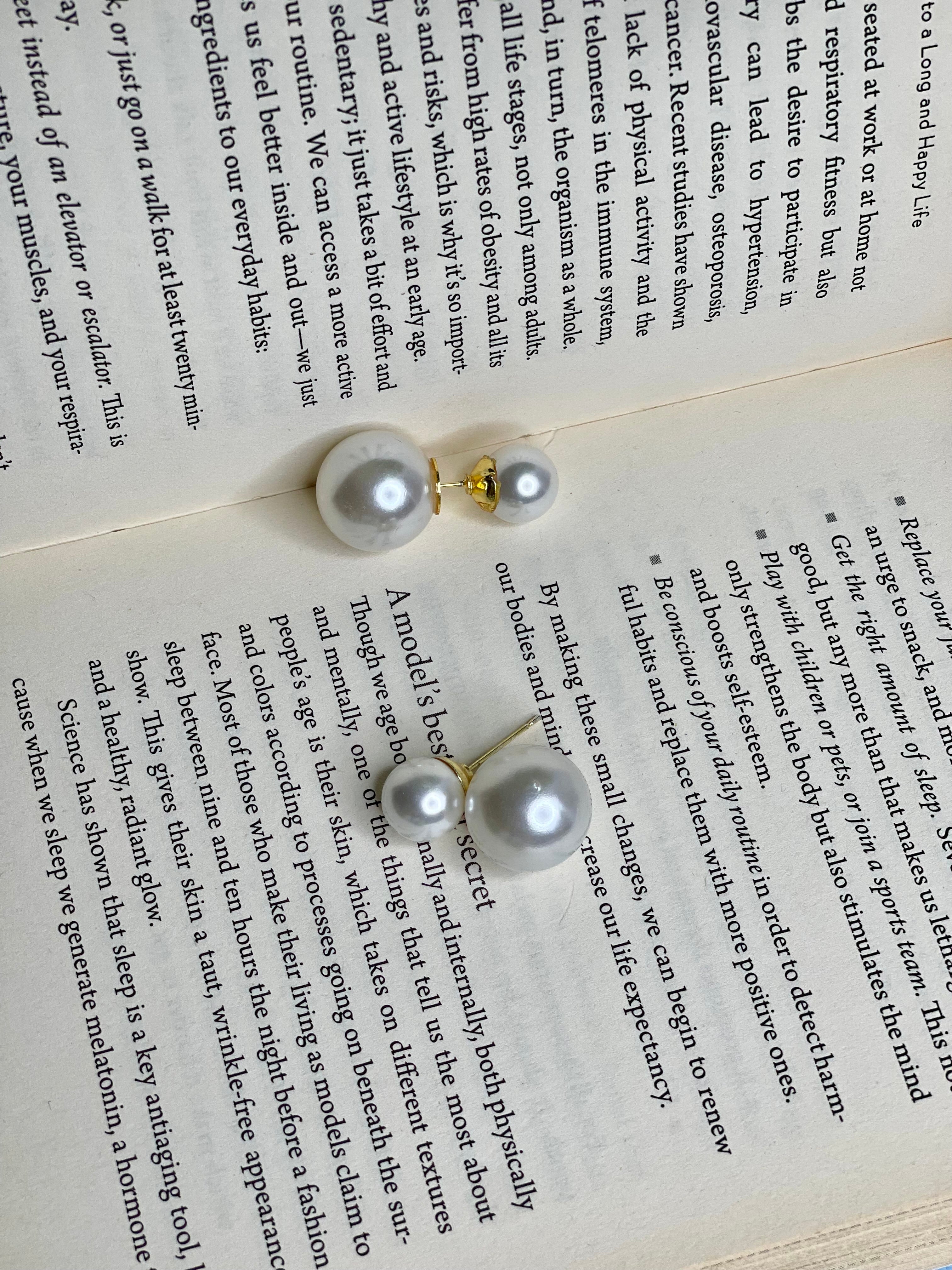 Double-Sided Pearl Stud Earrings