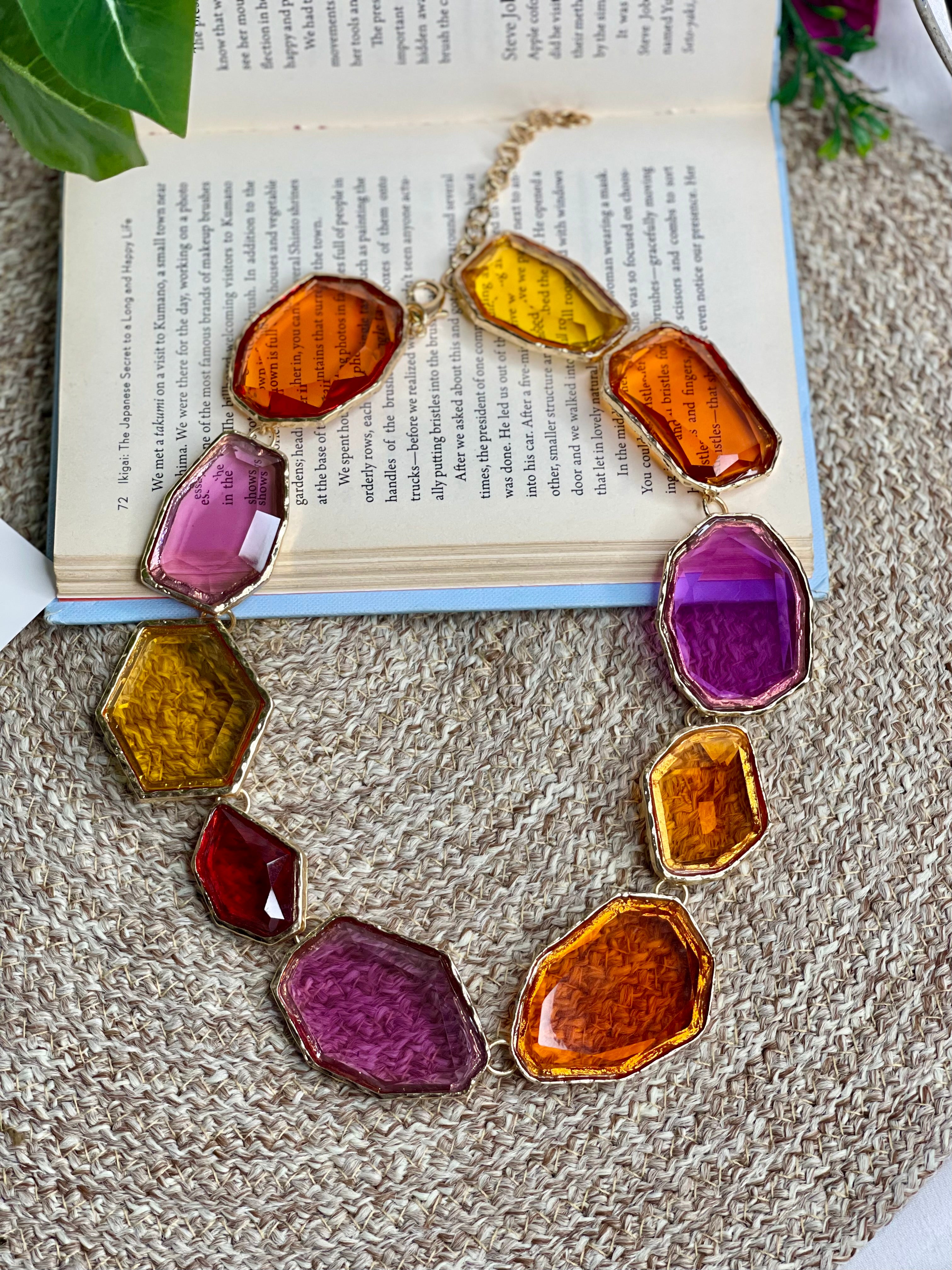 Multicolor Glass Statement Necklace