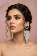 Silver Heart Fringe Earrings
