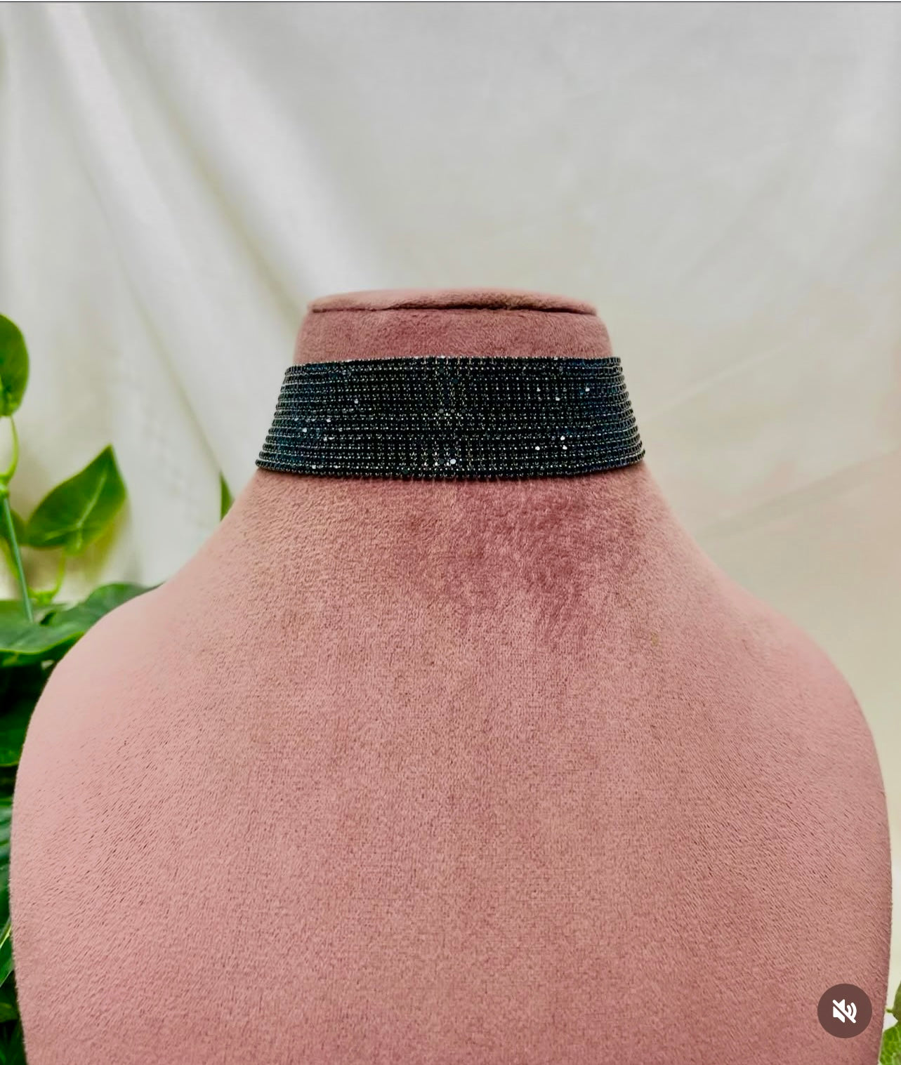 Navy Blue Rhinestone Choker