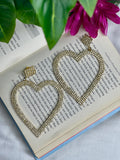Golden Heart Statement Drop Earrings