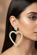 Golden Heart Statement Drop Earrings