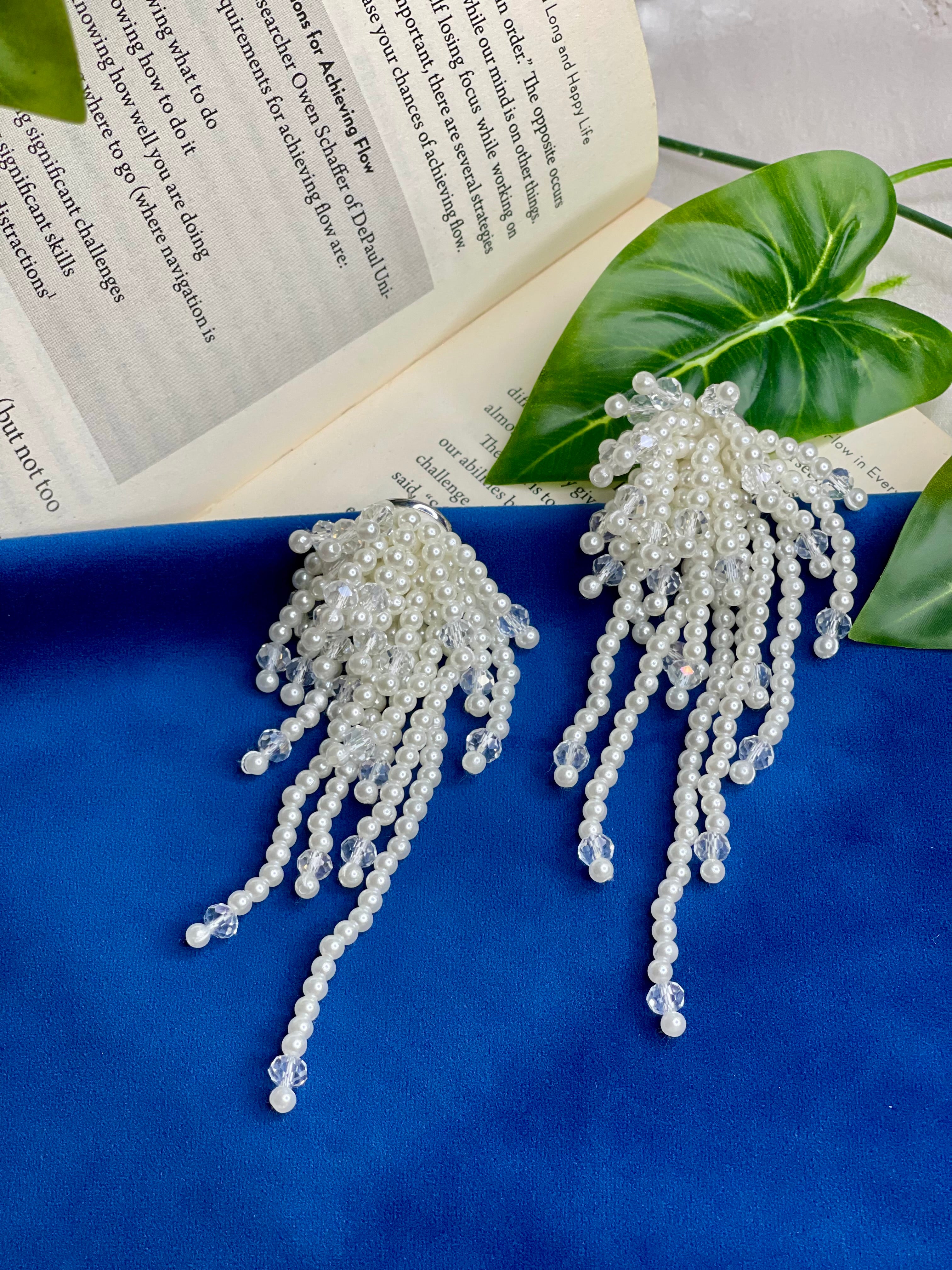 Pearl Fringe Statement Earrings