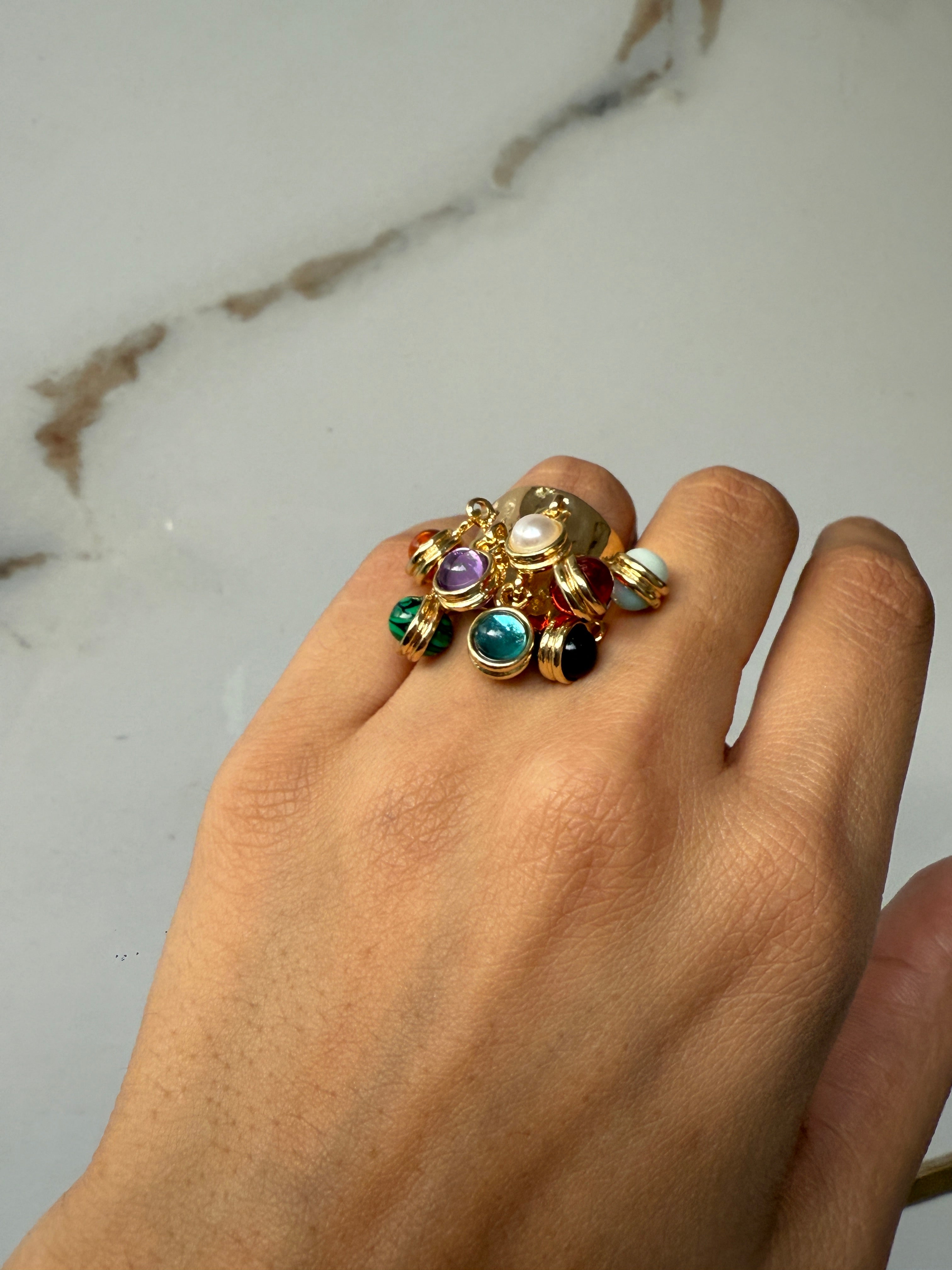 Multicolor Stones Statement Ring