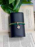 Green Leather Charm Bracelet