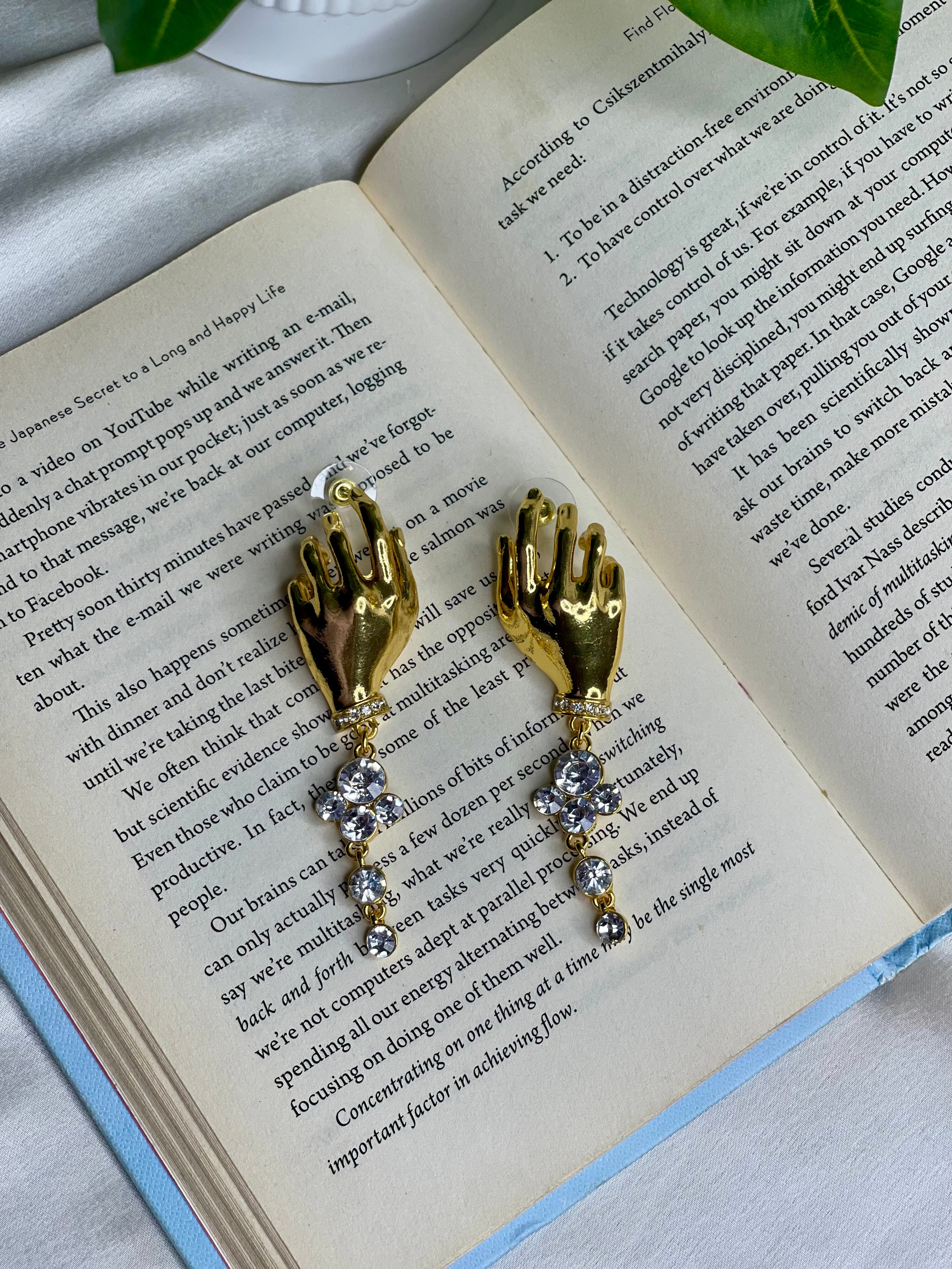 Crystal Hand Drop Earrings