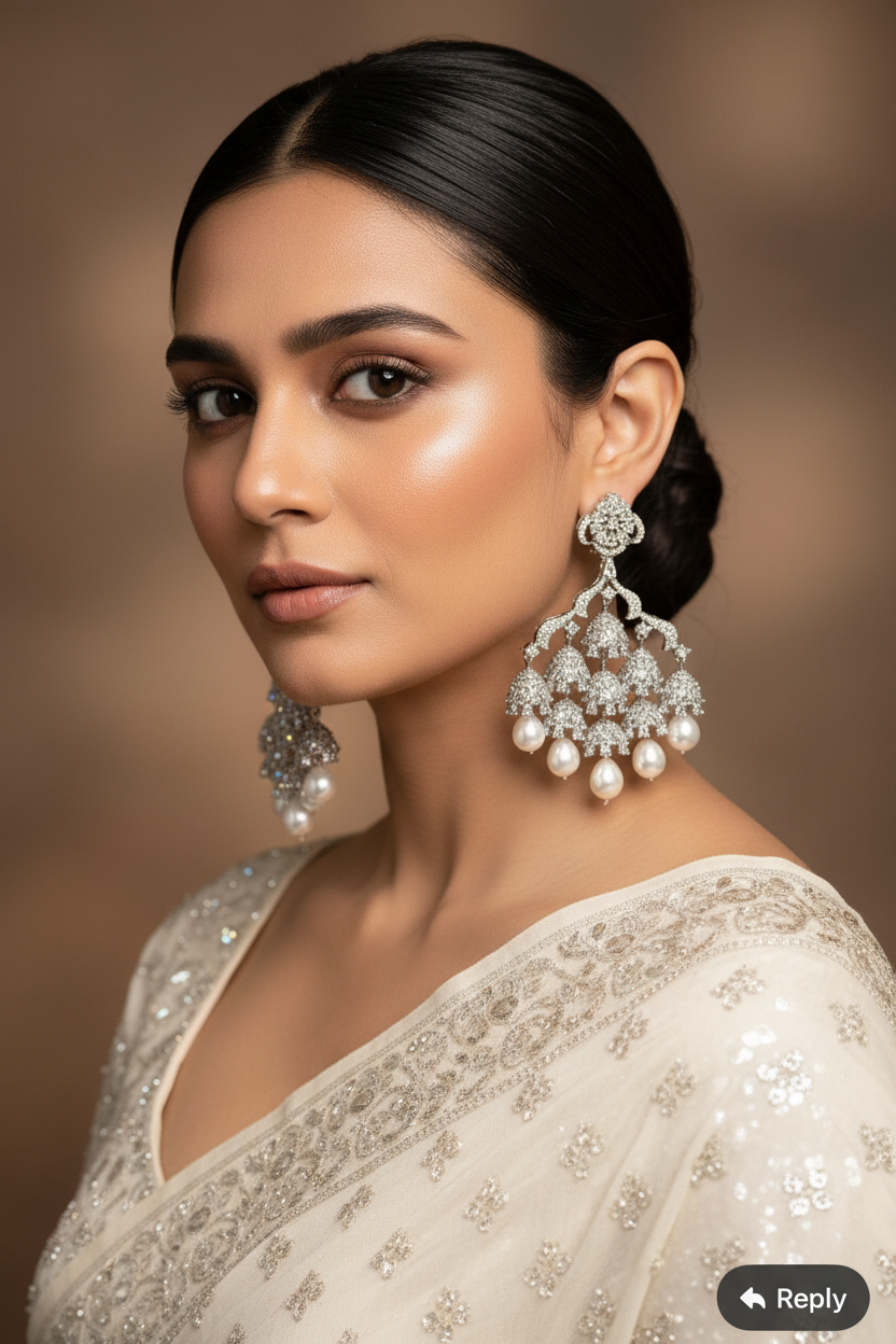 Pearl Chandelier Statement Earrings