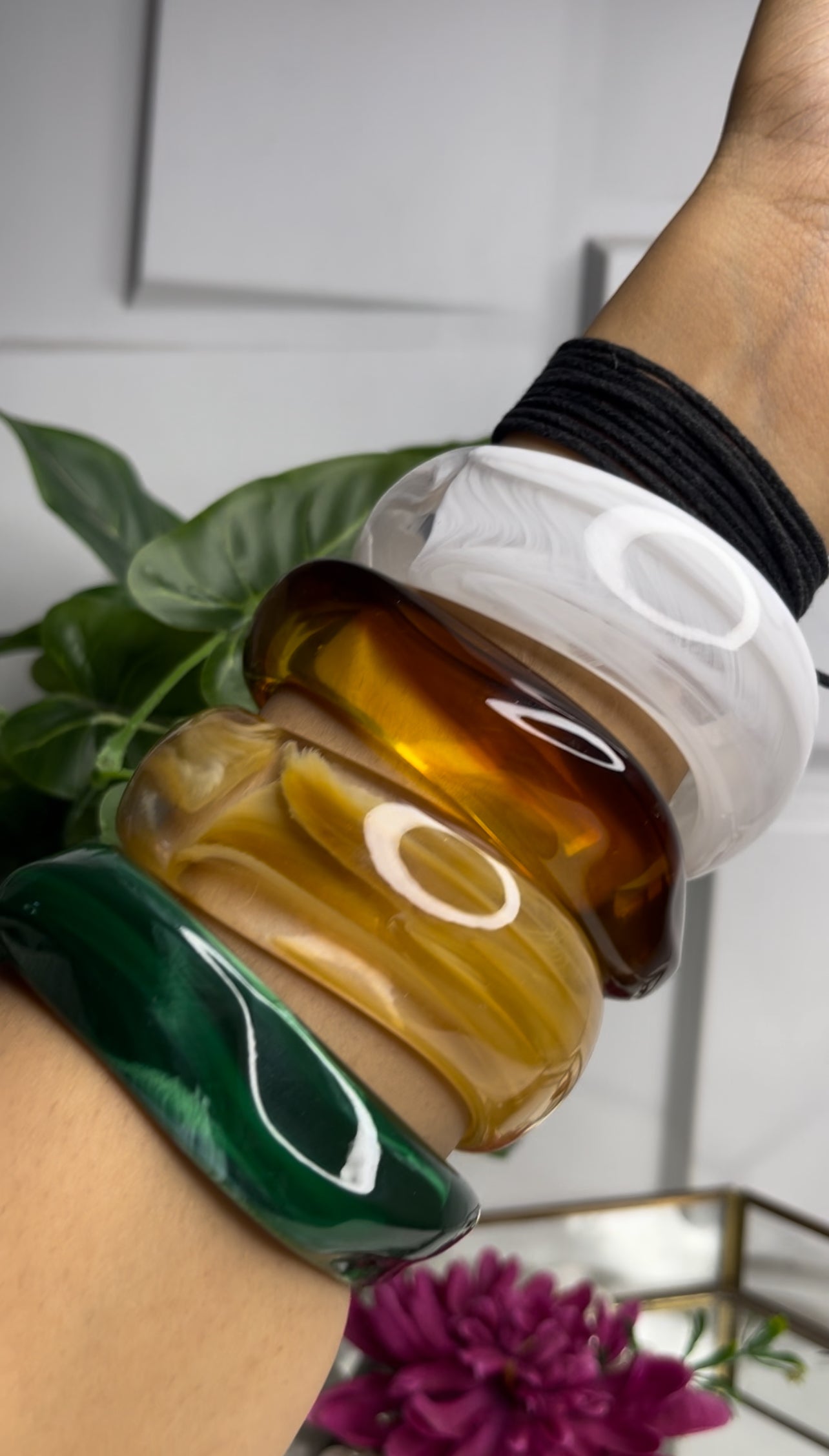 Playful Resin Bangle Stack