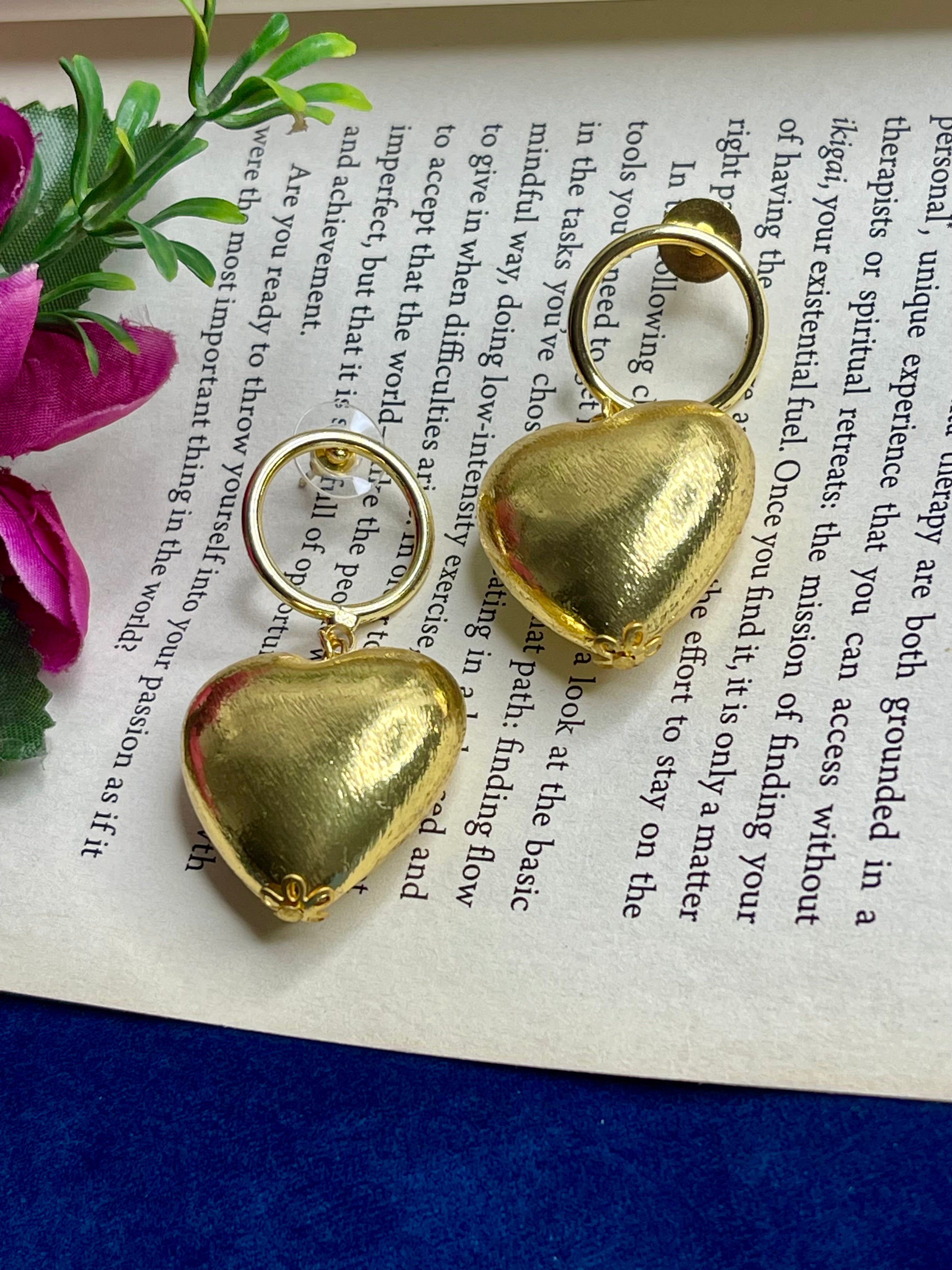 Golden Heart Drop Earrings