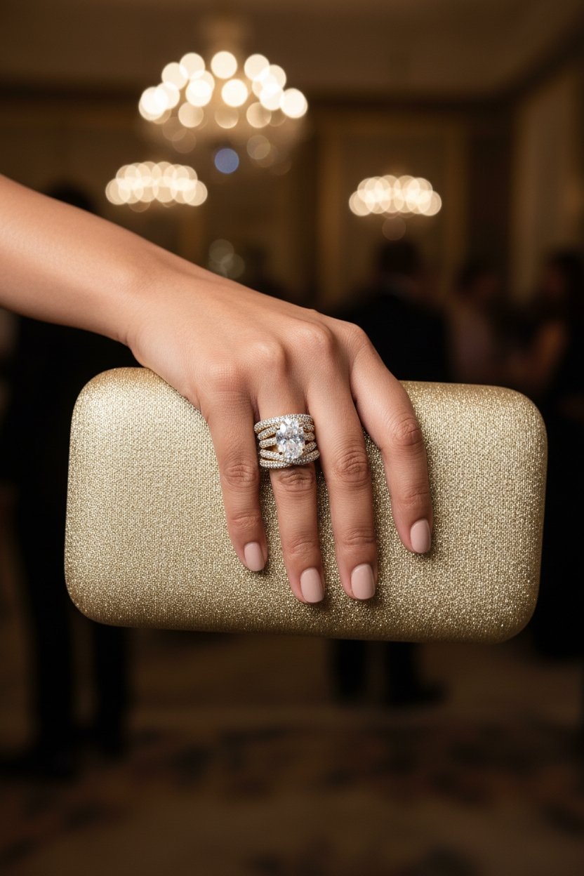Golden Halo Solitaire Ring