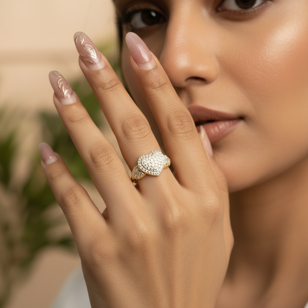 Gold Glam Heart Ring