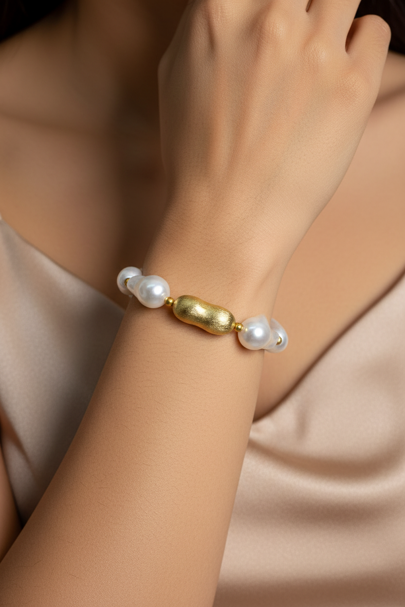 Pearl Brass Bracelet