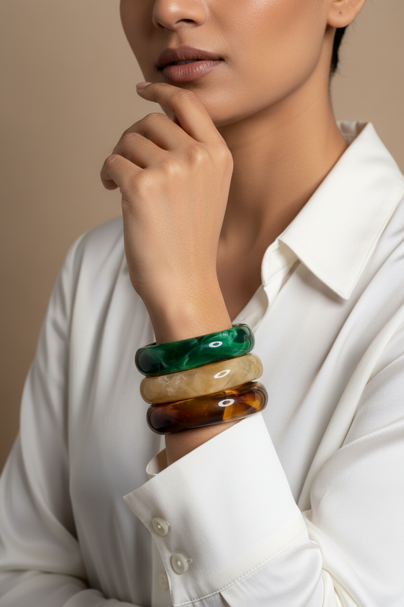 Mosaic Resin Bangle Stack