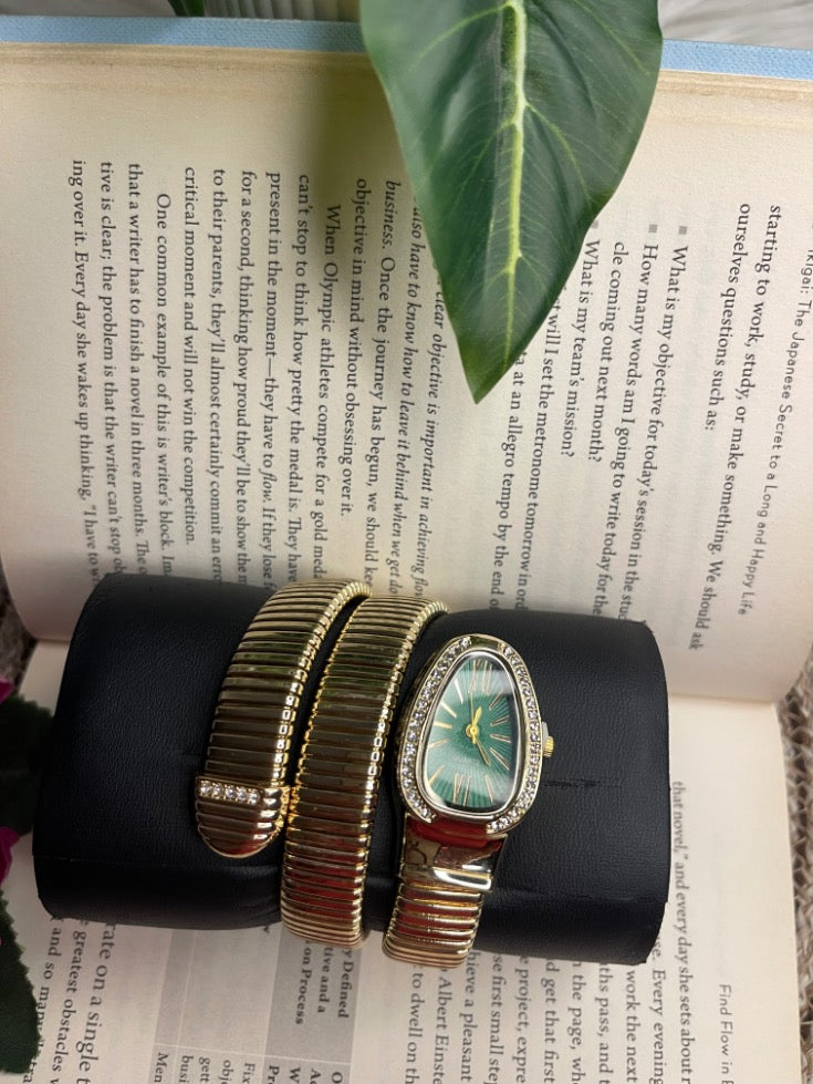 Golden Green Dial Serpent Spiral Watch