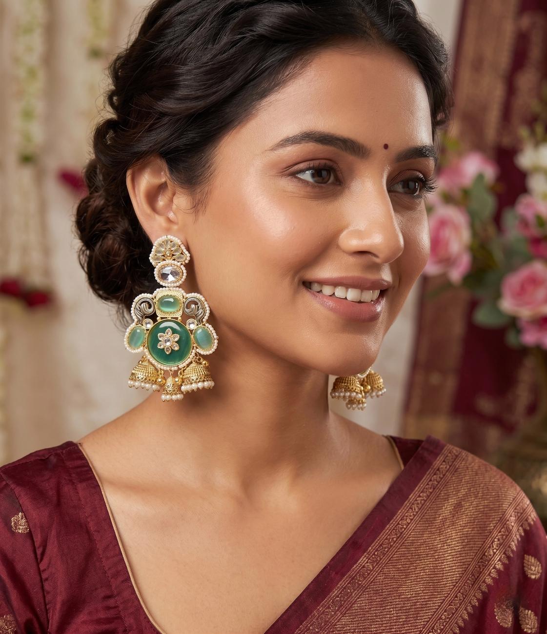 Mint Blossom Kashmiri Earrings