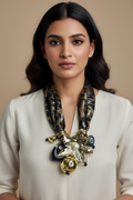 Black Floral Scarf Long Neckpiece