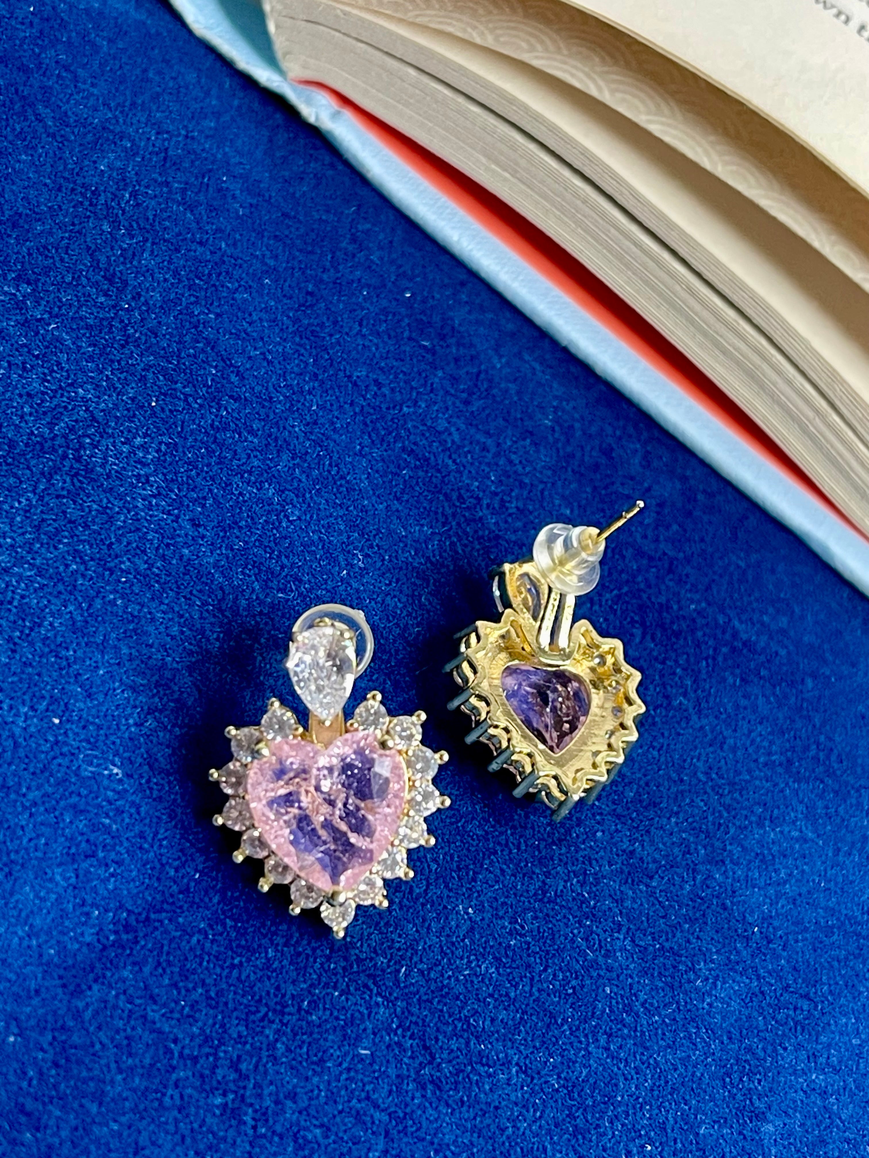 Pink Heart Crystal Studs
