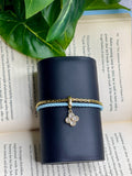 Blue Leather Charm Bracelet