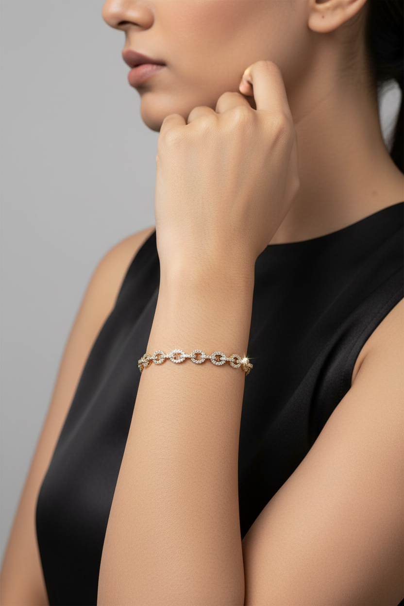 Golden Crystal Link Chain Bracelet