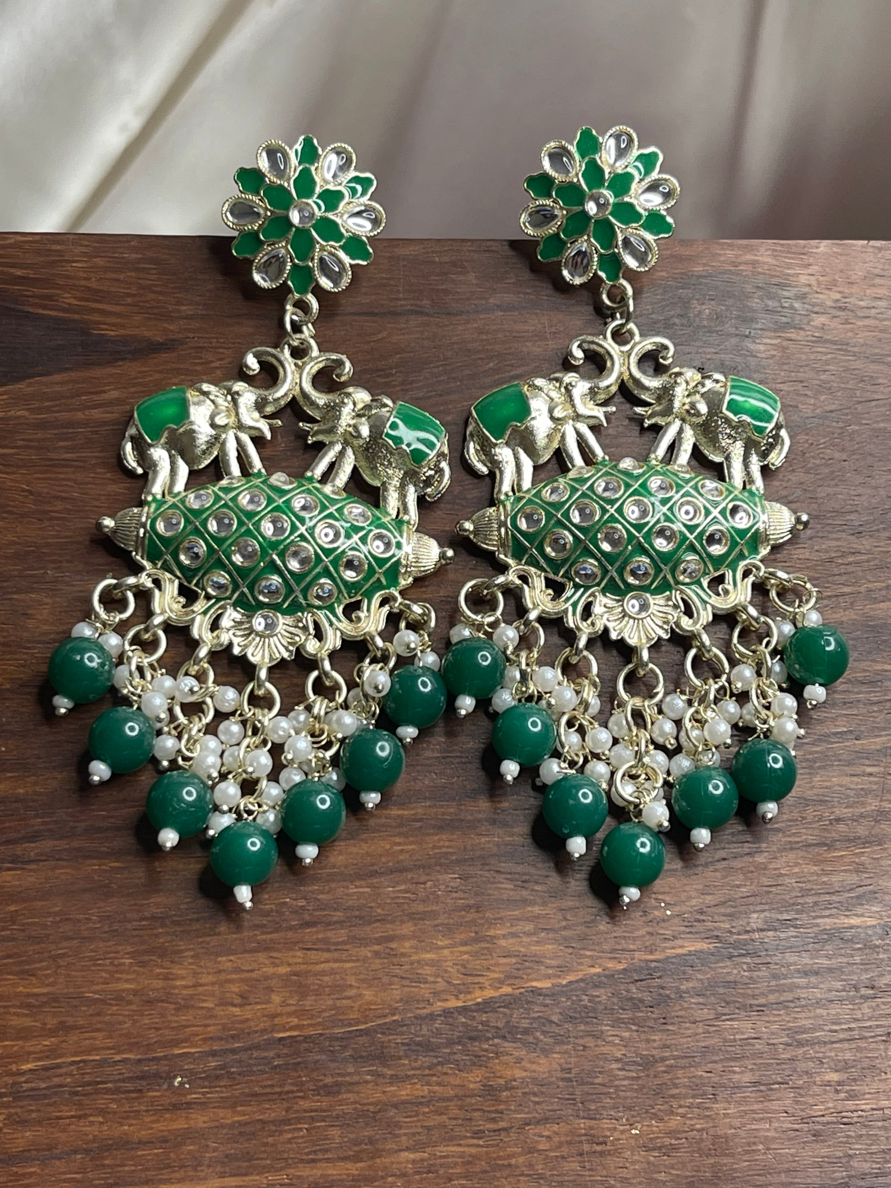 Emerald Elephant Heritage Earrings