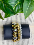 Pearl Brass Bracelet Stack