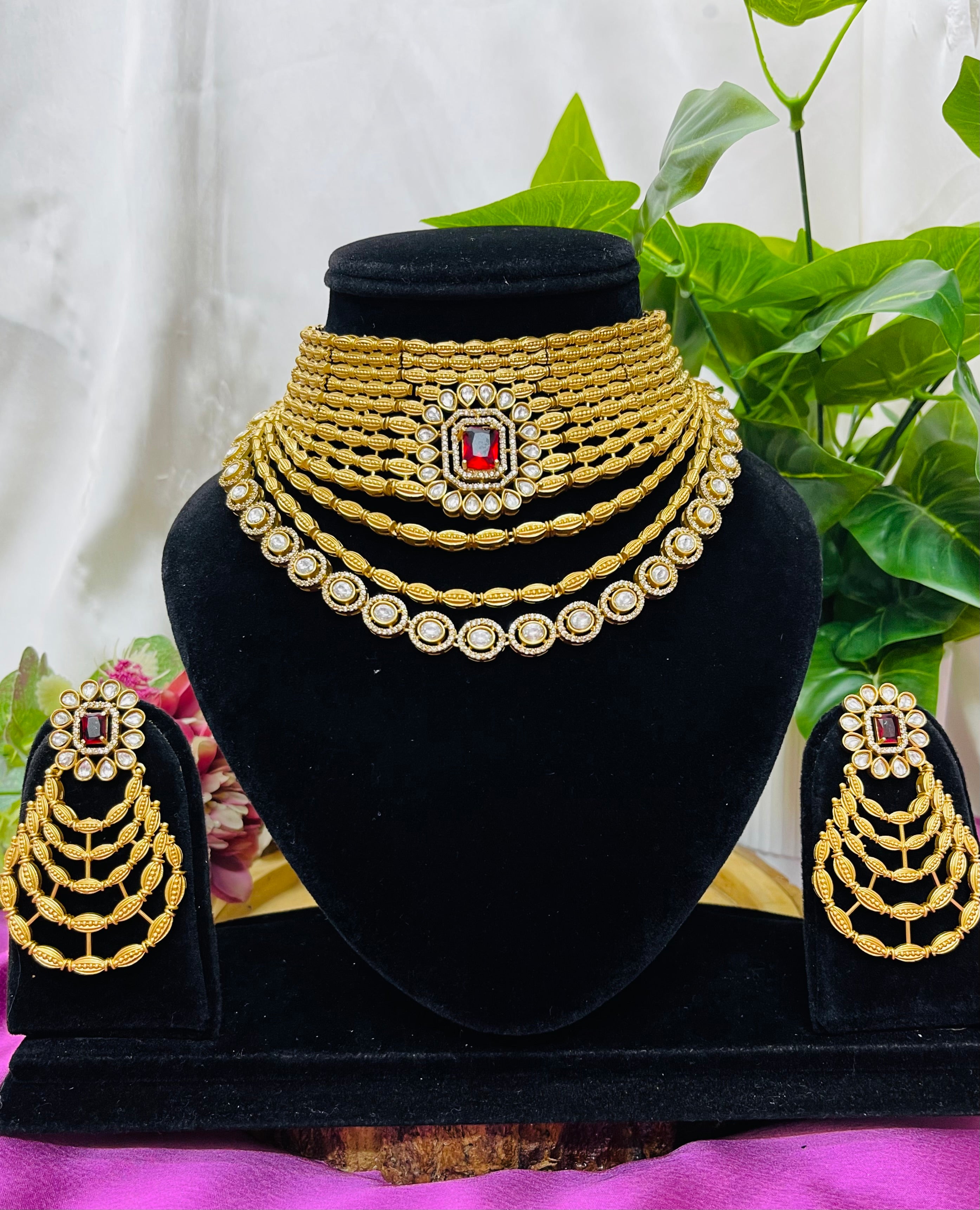 Ruby Layered Royal Choker Set