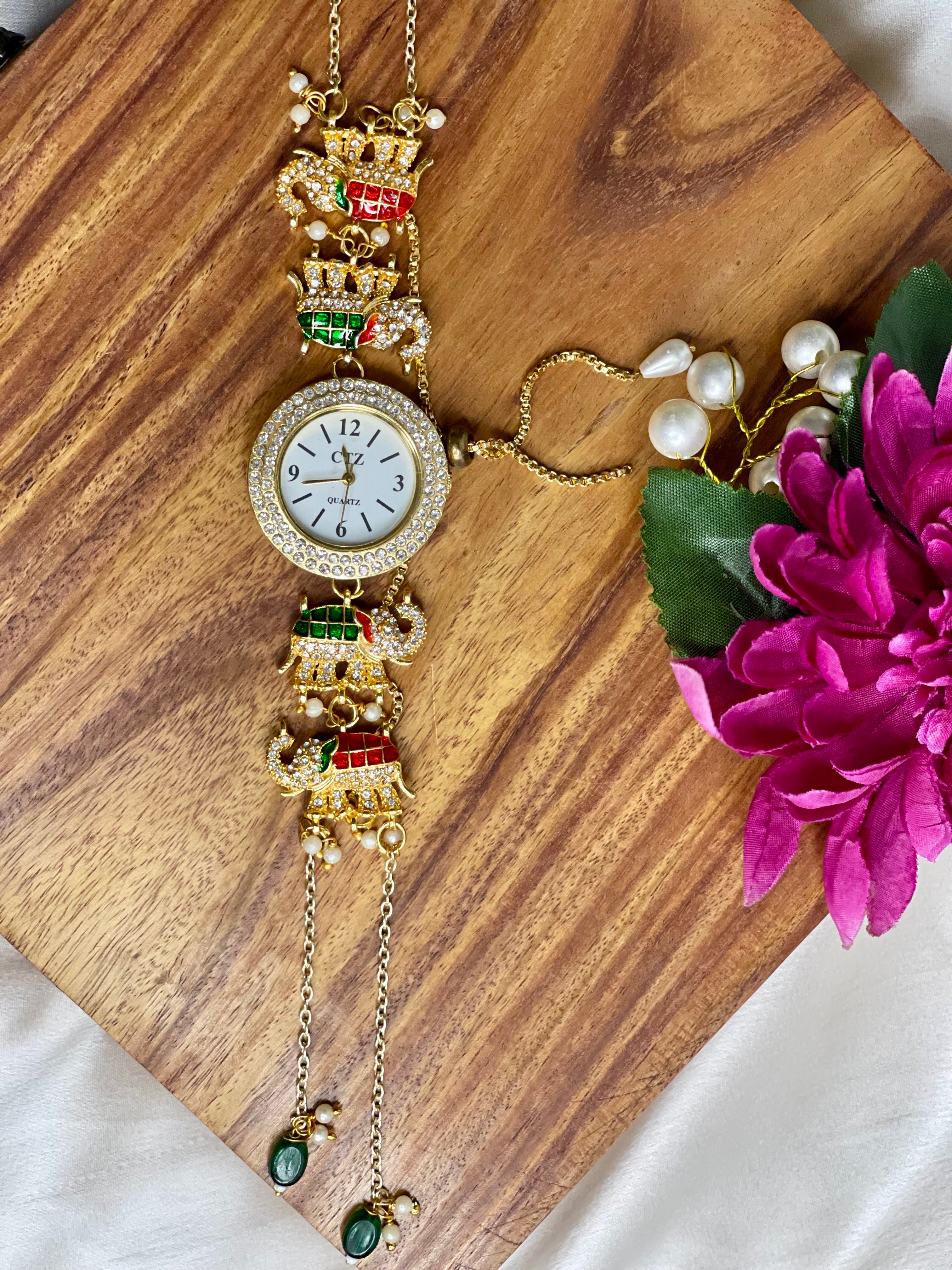 Multi Elephant Kashmiri Watch