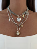 Vintage Clock Charm Layered Necklace