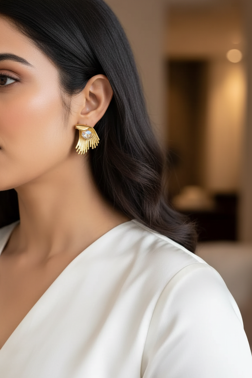 Azure Crystal Fan Earrings