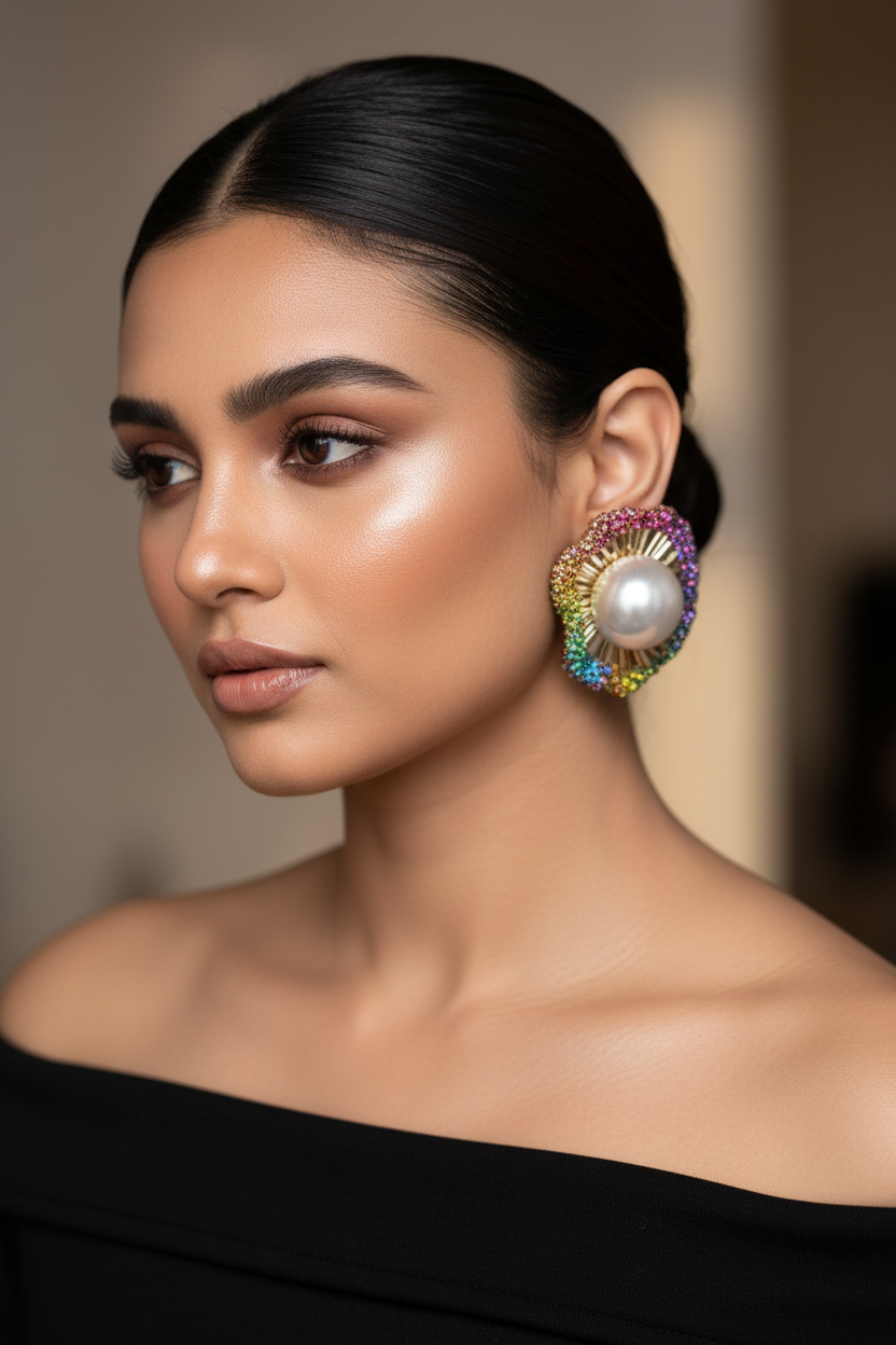 Multicolour Noor Bloosom Pearl Stud