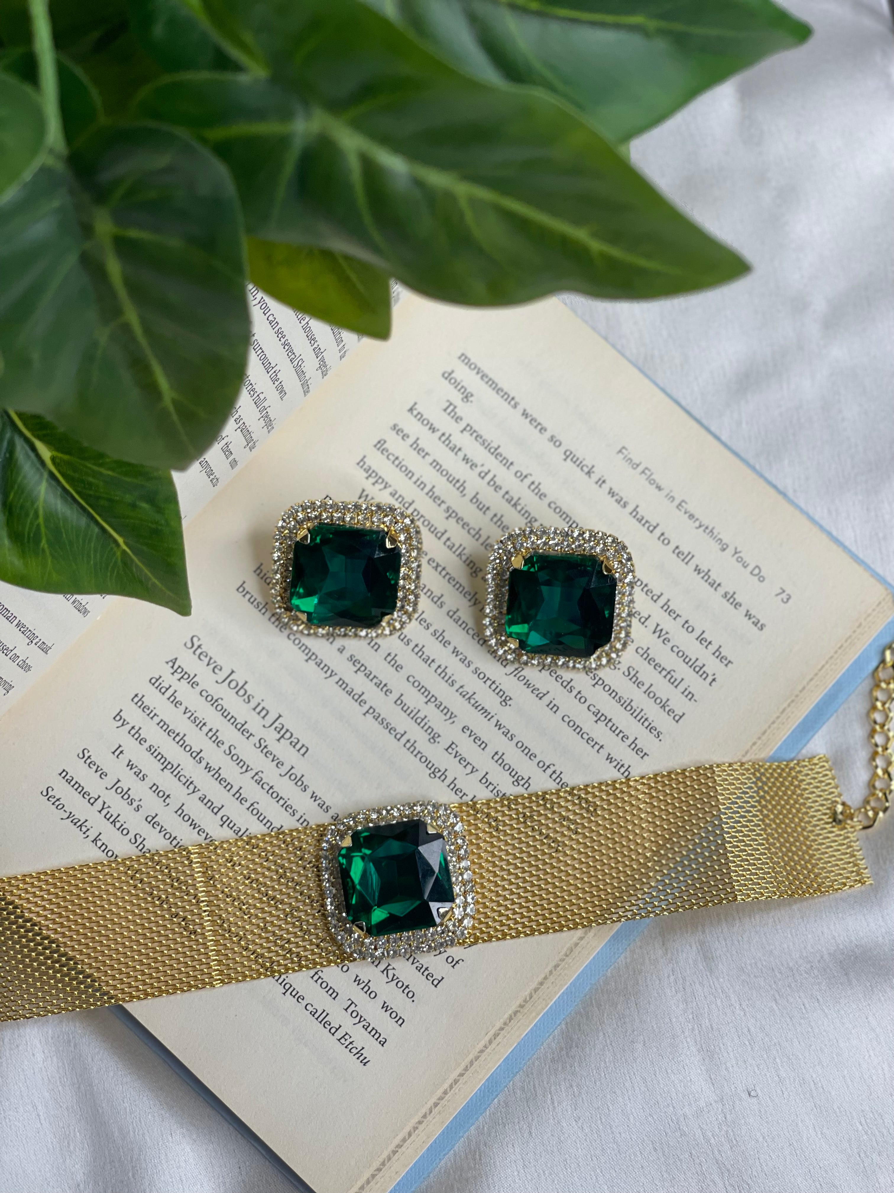 Emerald Mesh Choker Set