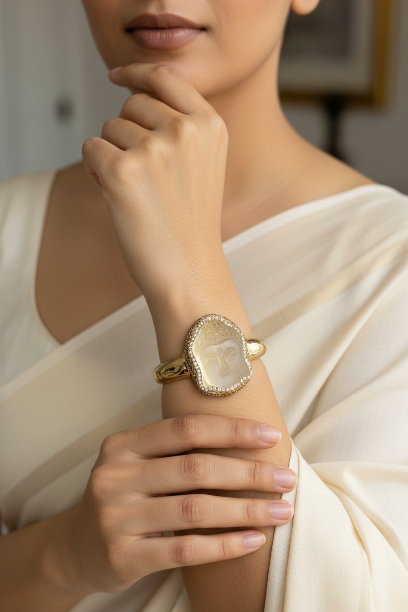 White Buddha Crystal Stone Handcuff