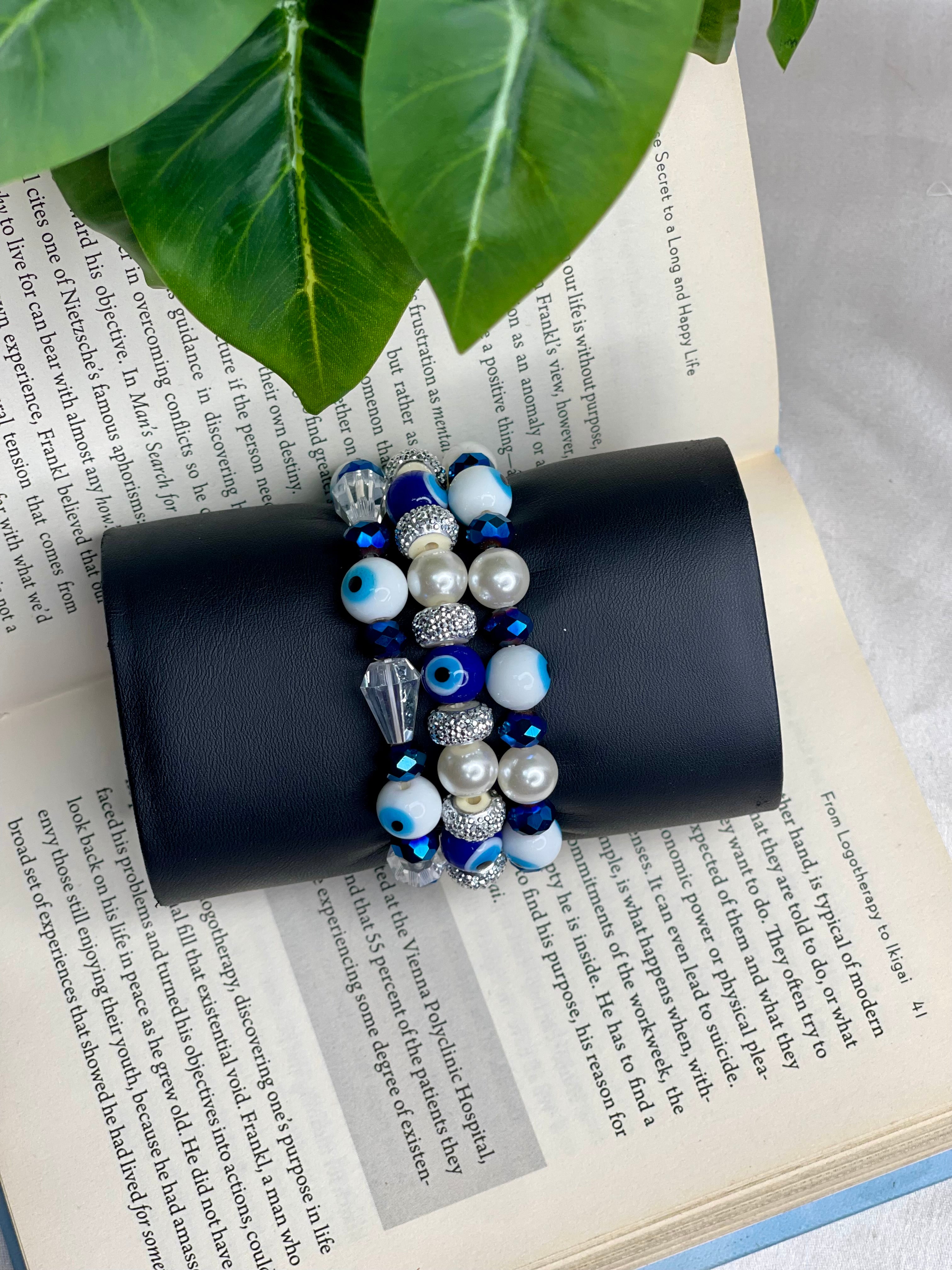 Evil Eye Pearl Bracelet Stack