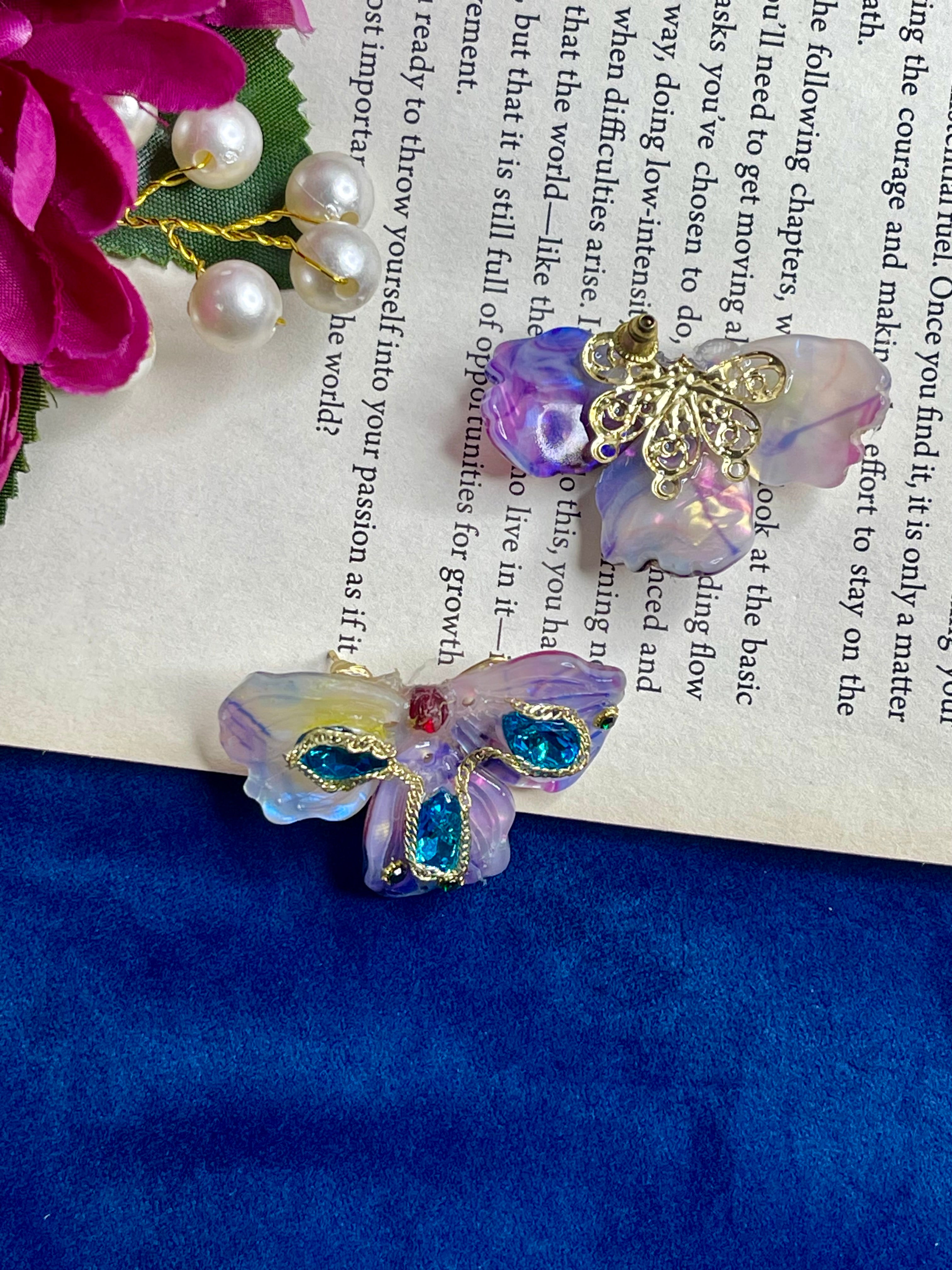 Iridescent Butterfly Statement Earrings