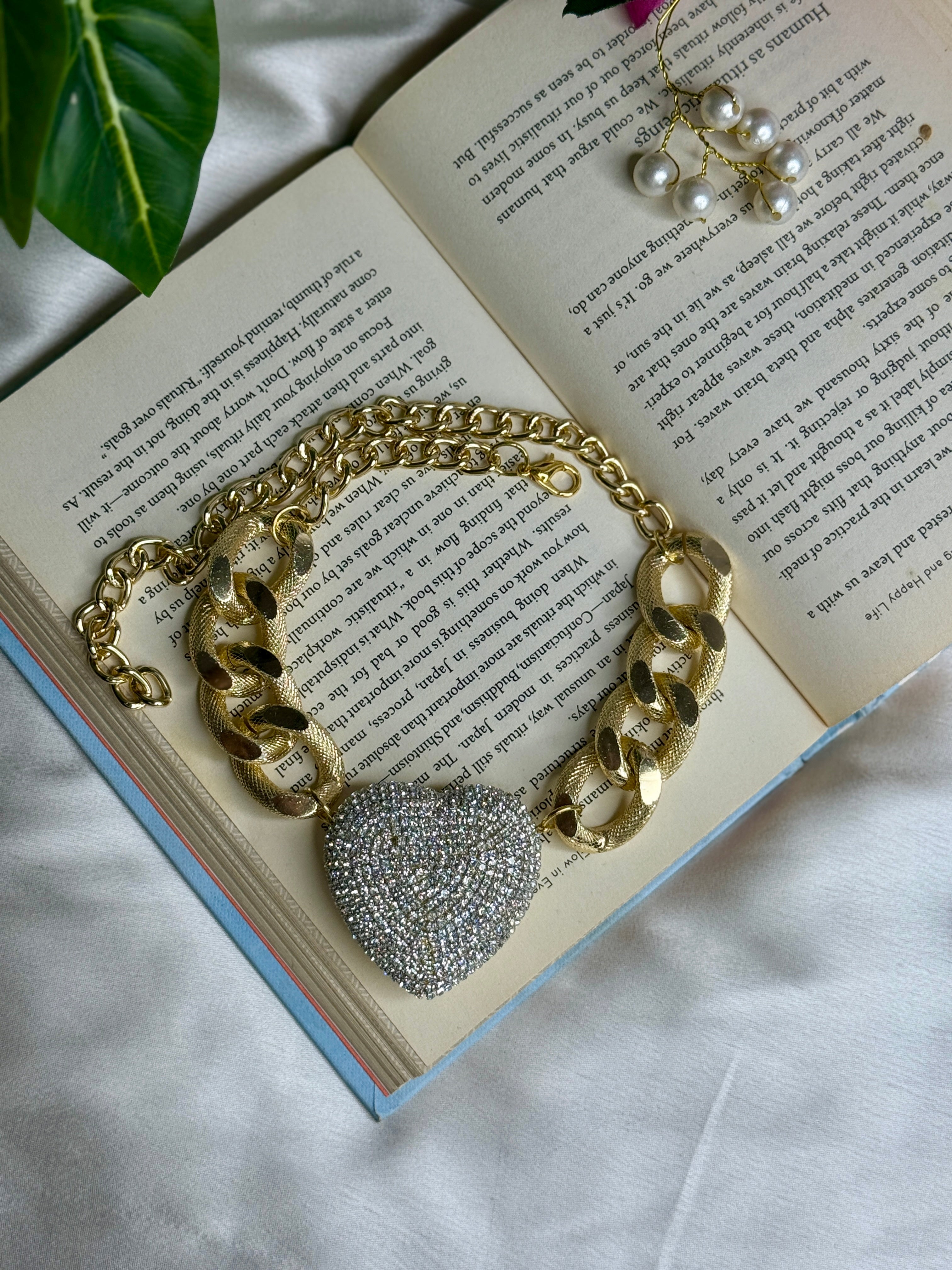 Golden Rhinestone Heart set