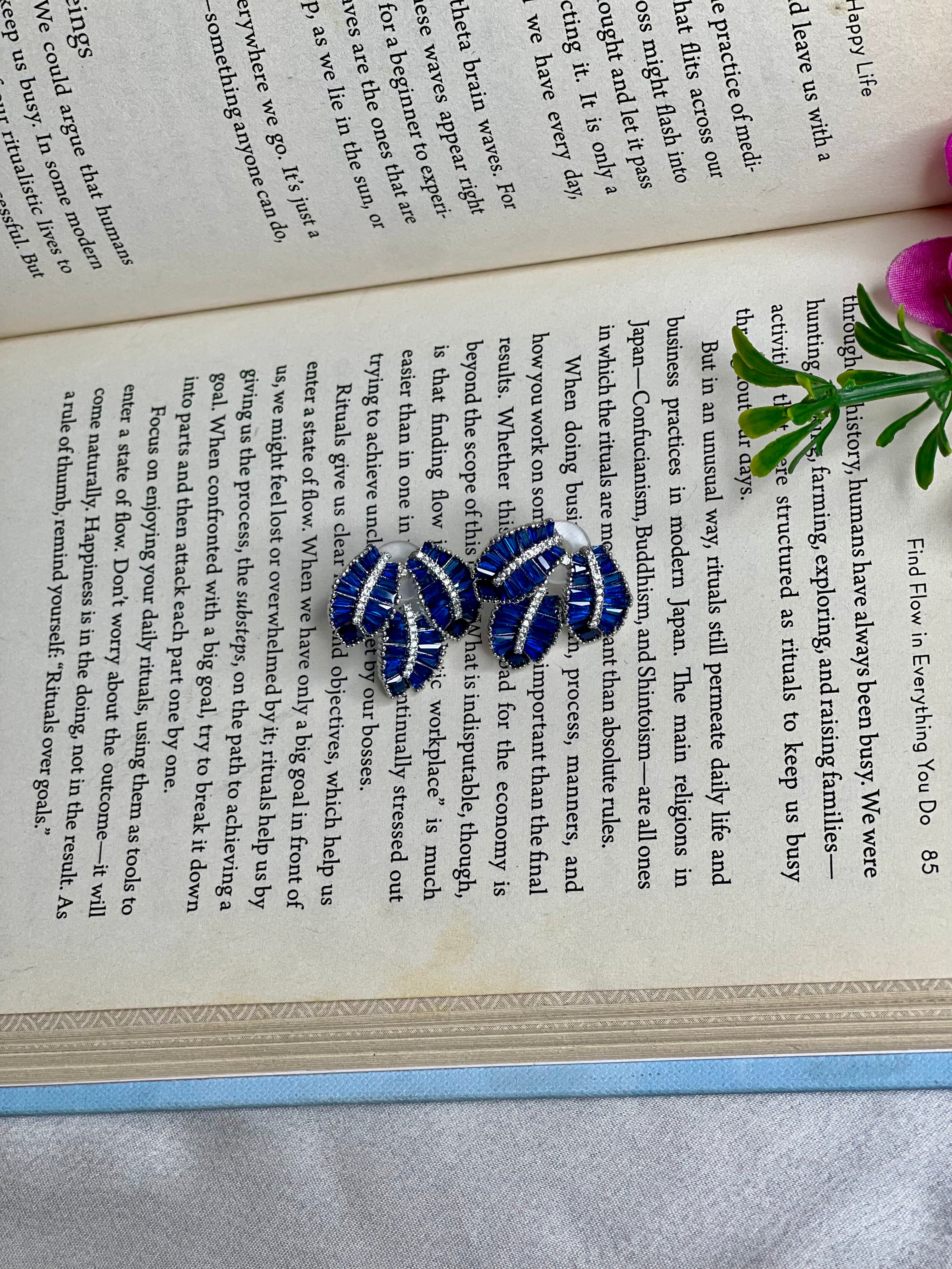 Sapphire Leaf Crystal Studs