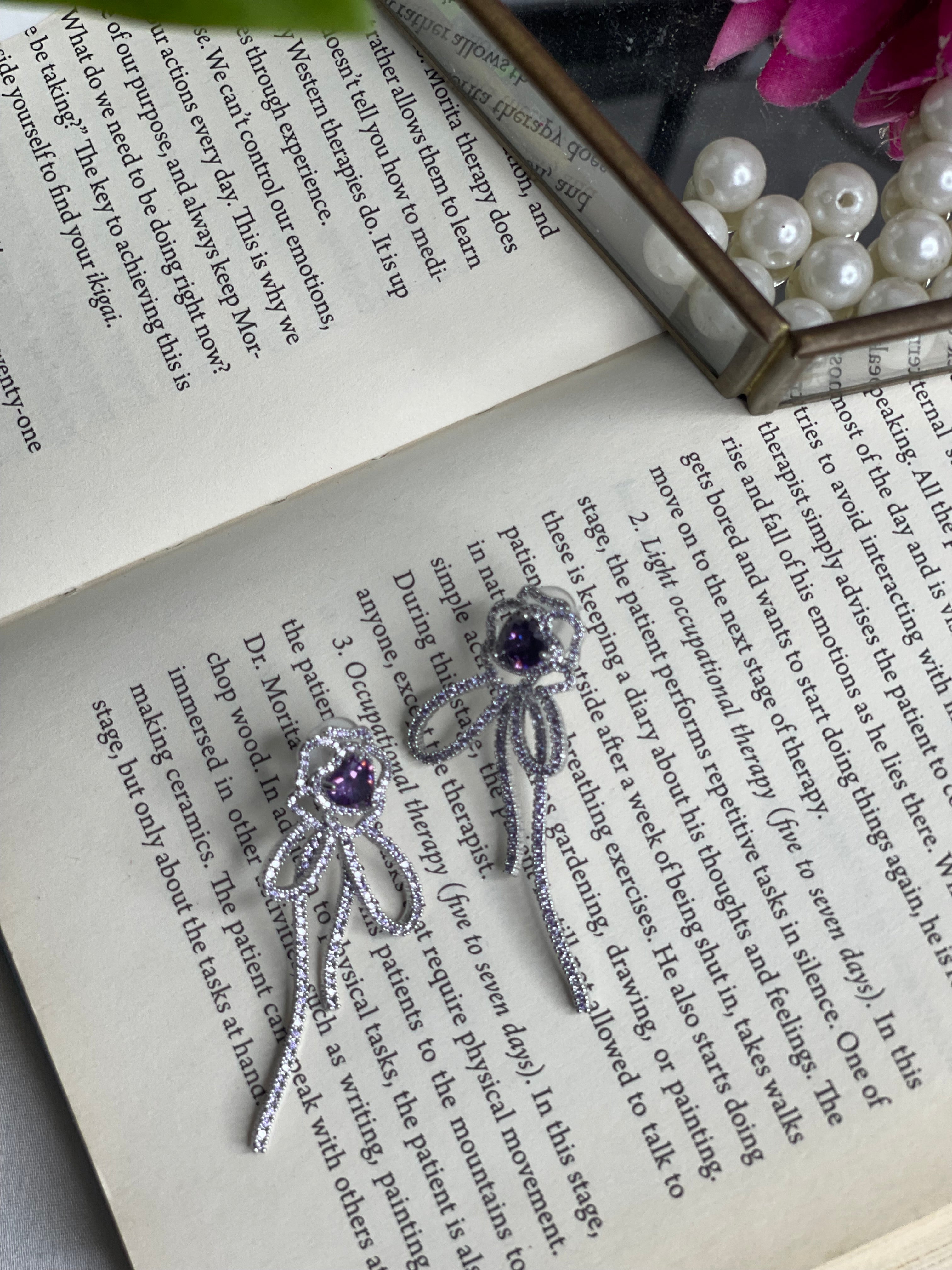 Lavender Sparkle Bow Earrings